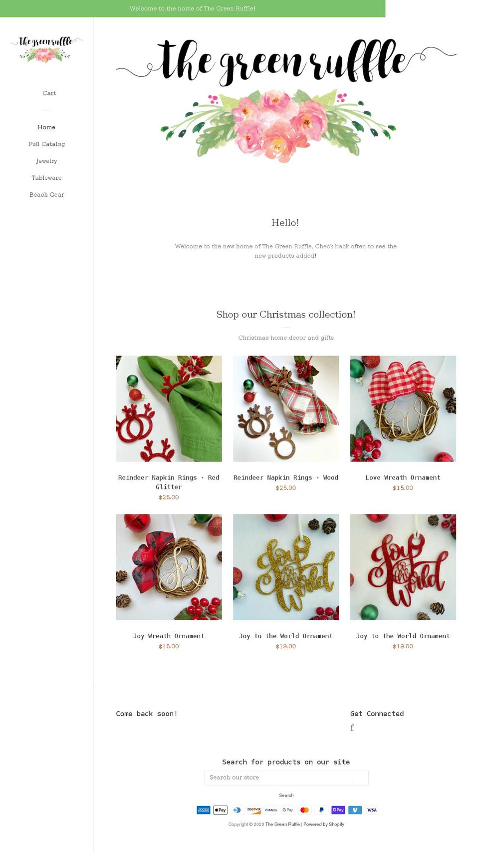 thegreenruffle.com shopify website screenshot
