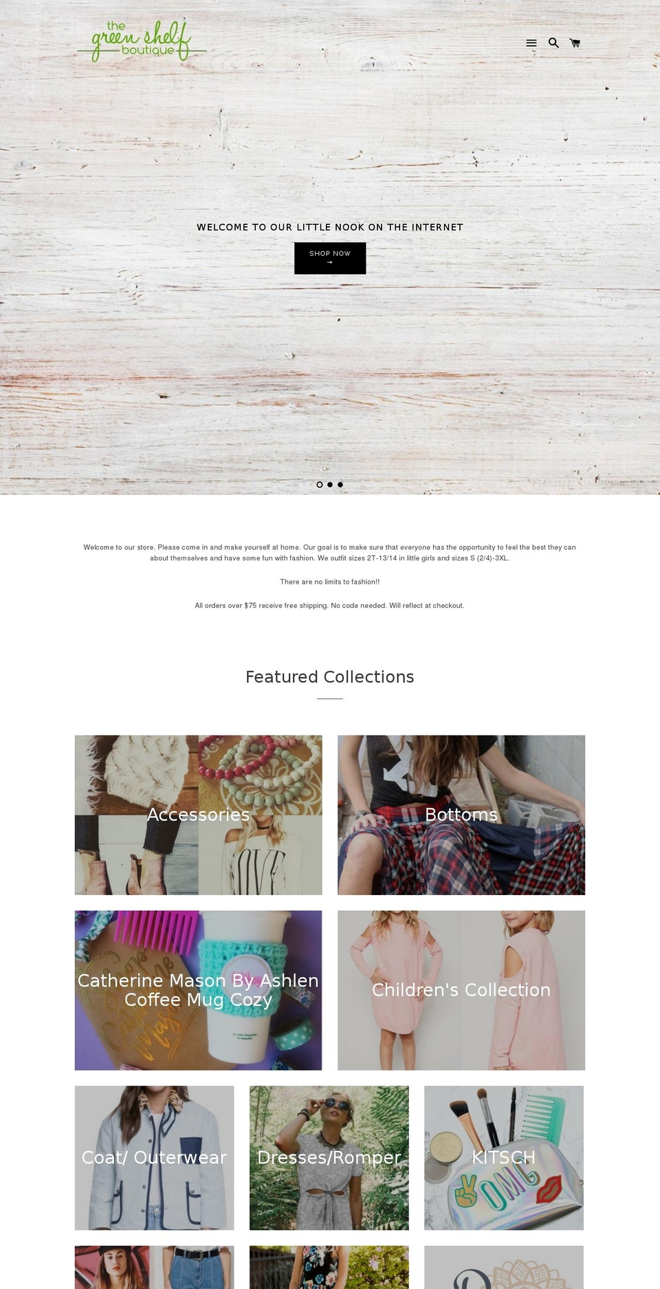 thegreenshelfboutique.com shopify website screenshot