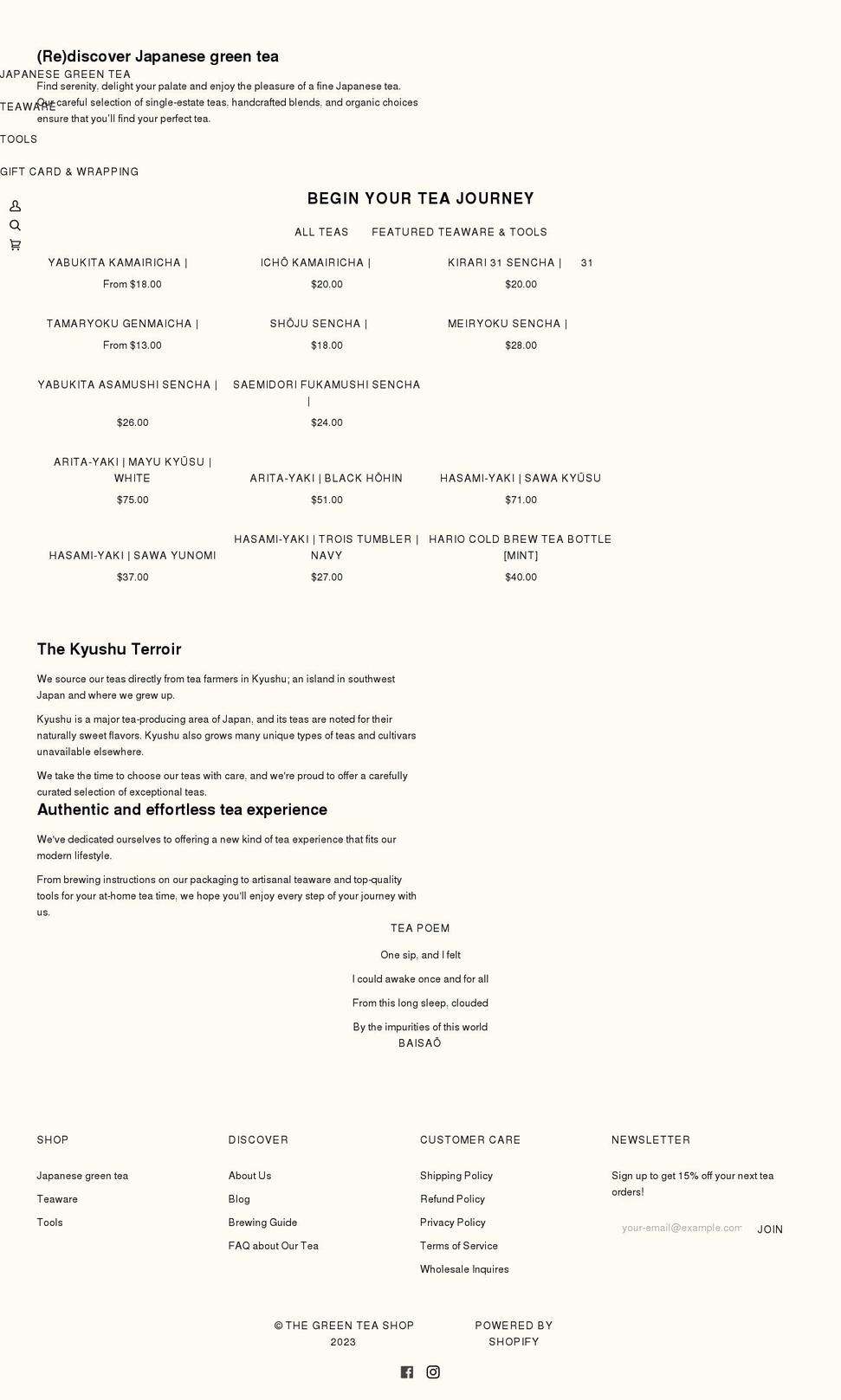 thegreenteashop.com shopify website screenshot