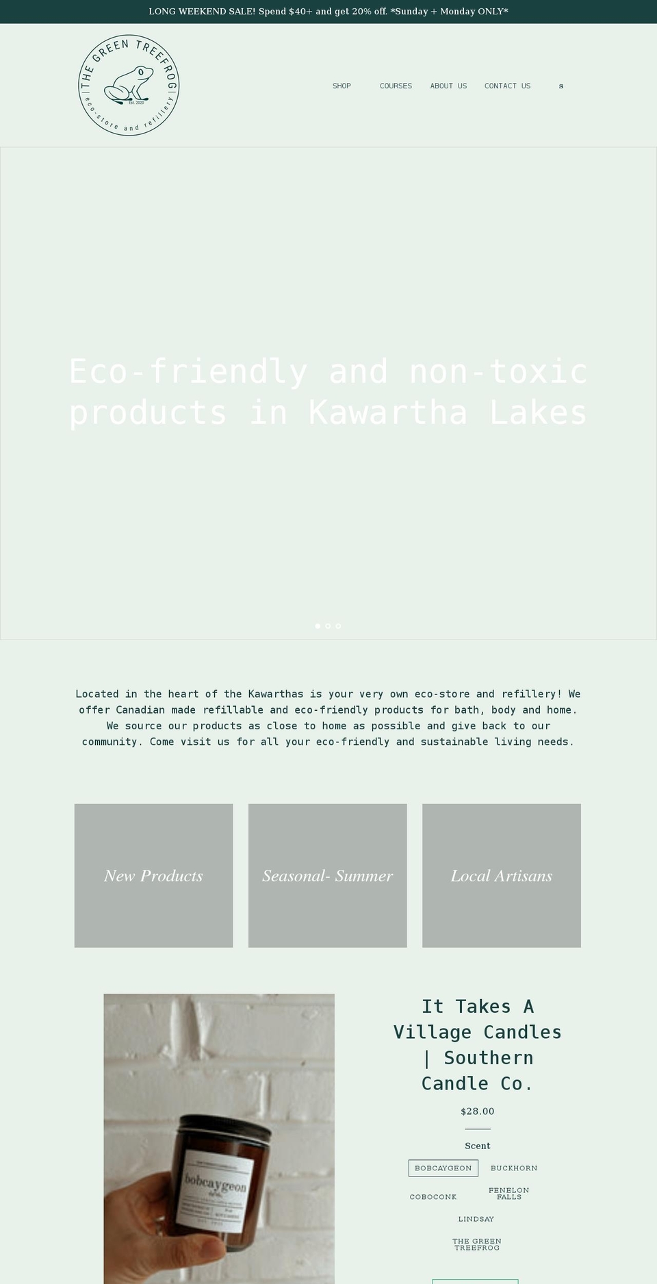 thegreentreefrog.ca shopify website screenshot