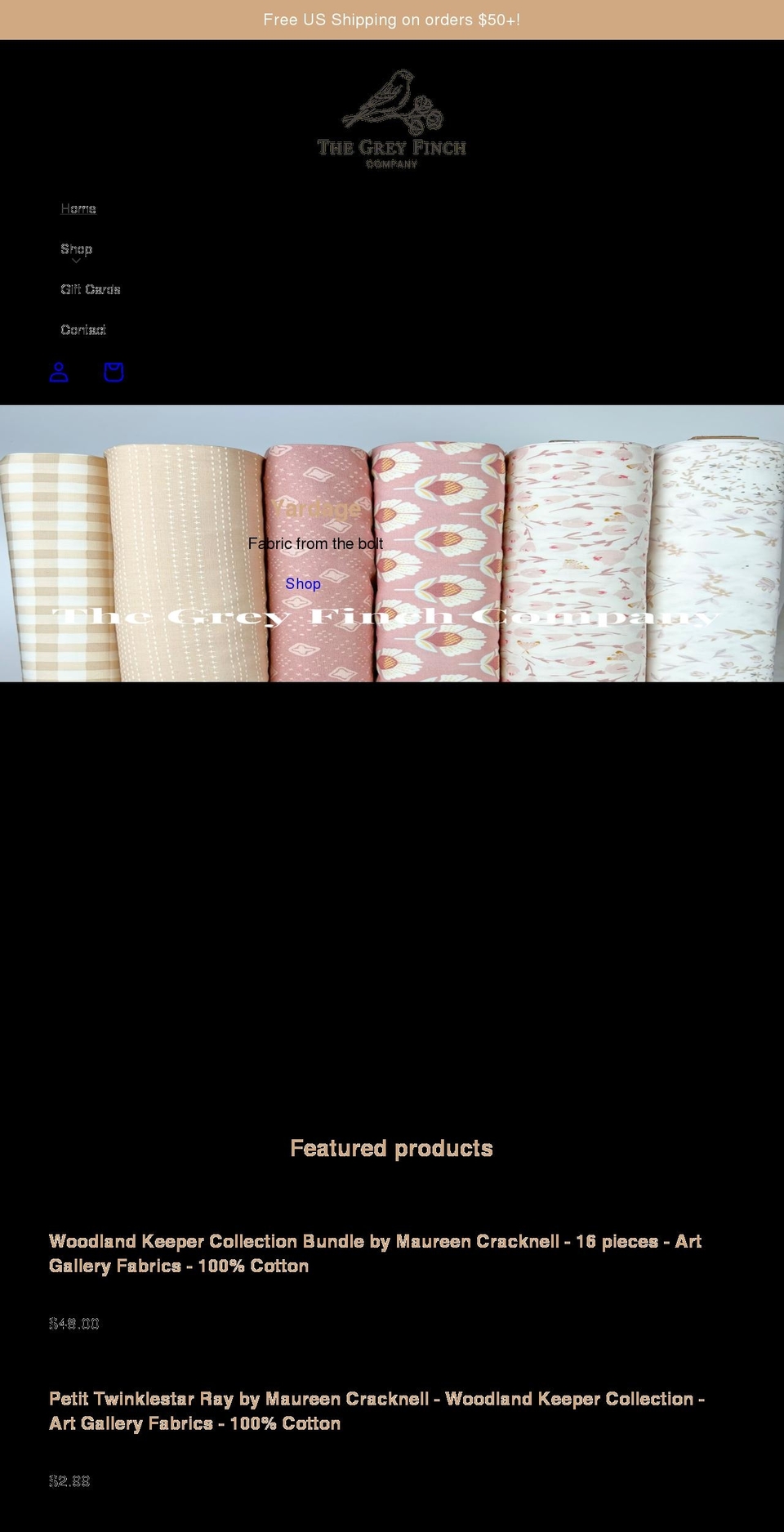 thegreyfinchcompany.com shopify website screenshot