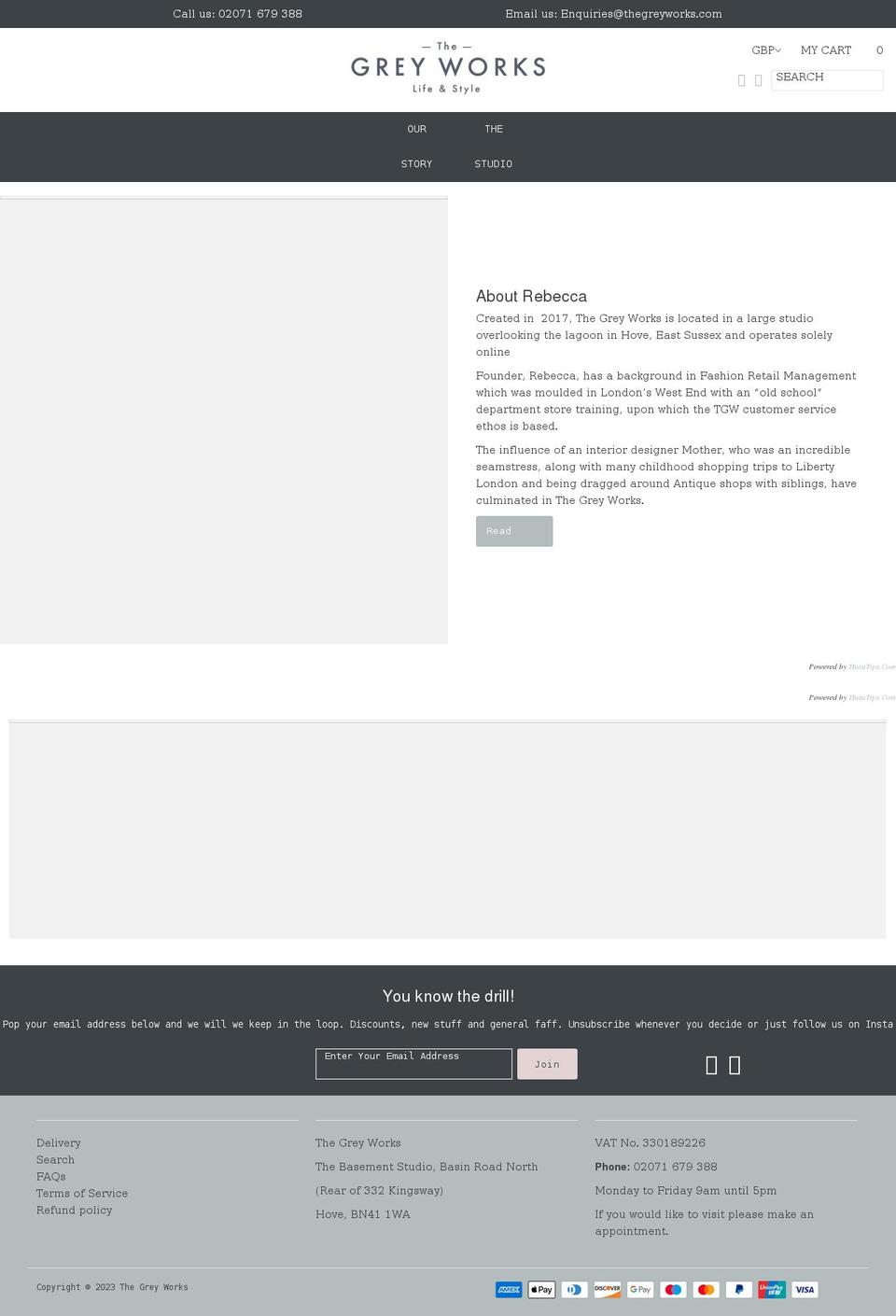 thegreyworks.com shopify website screenshot
