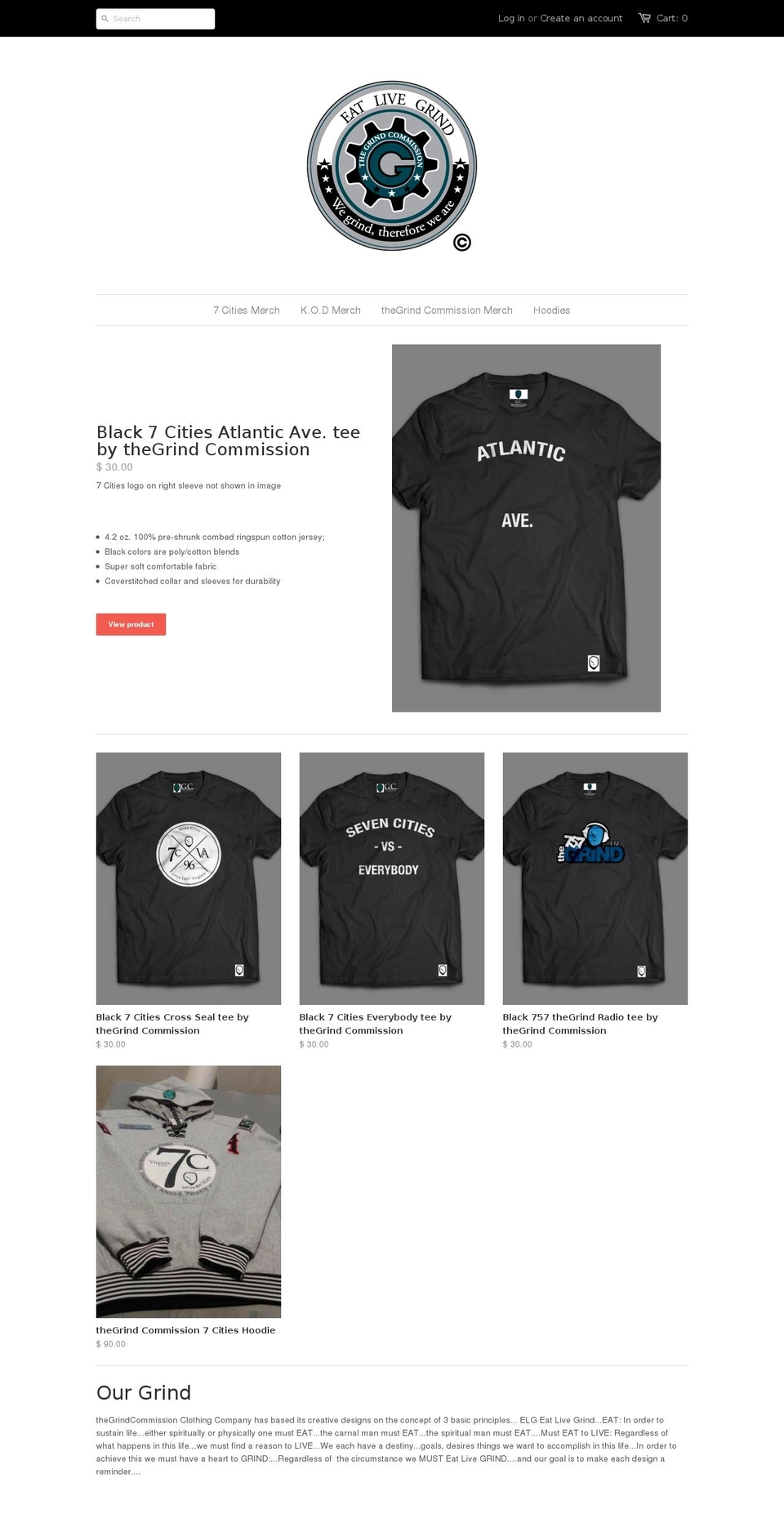 thegrindcommissionclothing.online shopify website screenshot