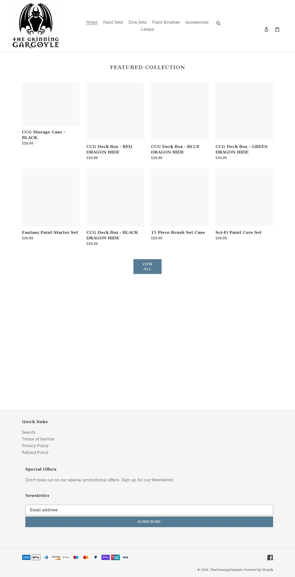 thegrinninggargoyle.com shopify website screenshot