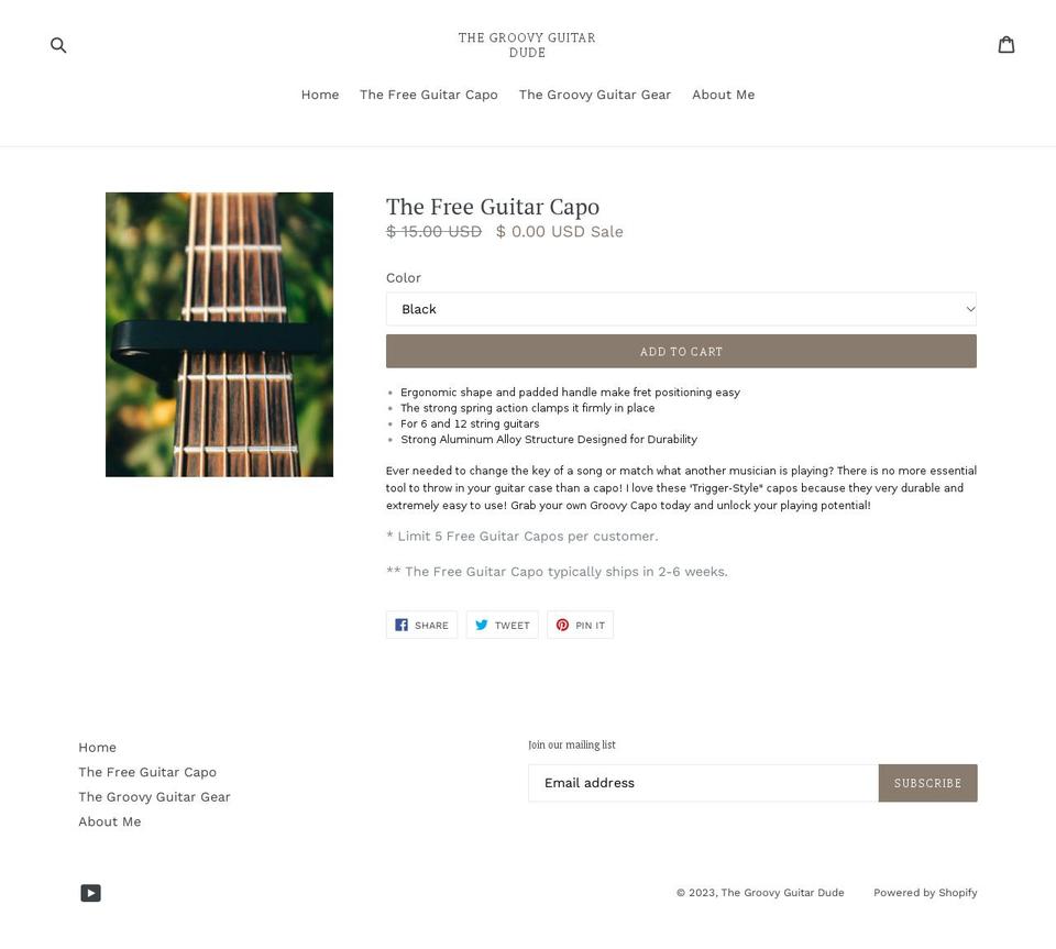 thegroovyguitardude.com — Shopify storefront screenshot