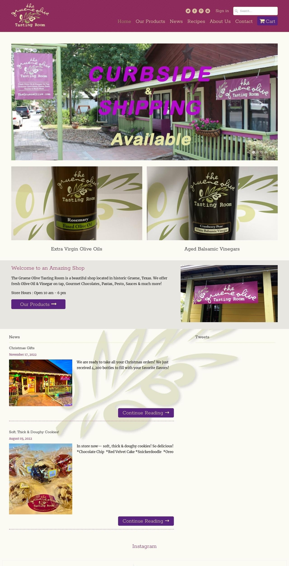 Gruene Olive Tasting Room Shopify theme site example thegrueneolive.com