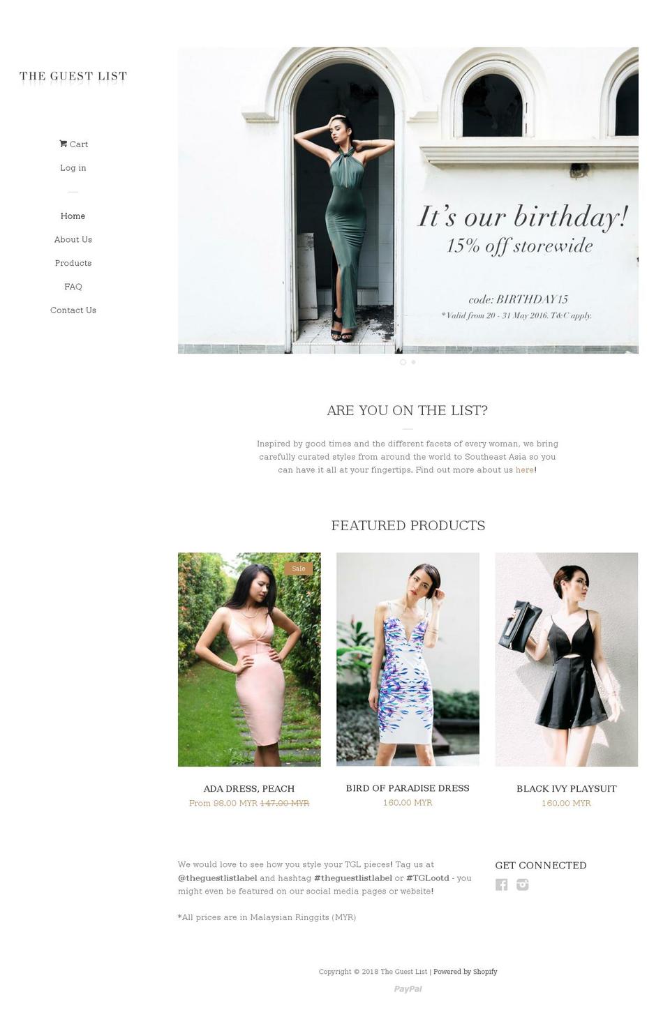 theguestlistlabel.com — Shopify storefront screenshot