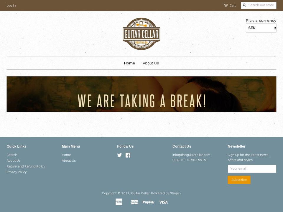 theguitarcellar.com shopify website screenshot