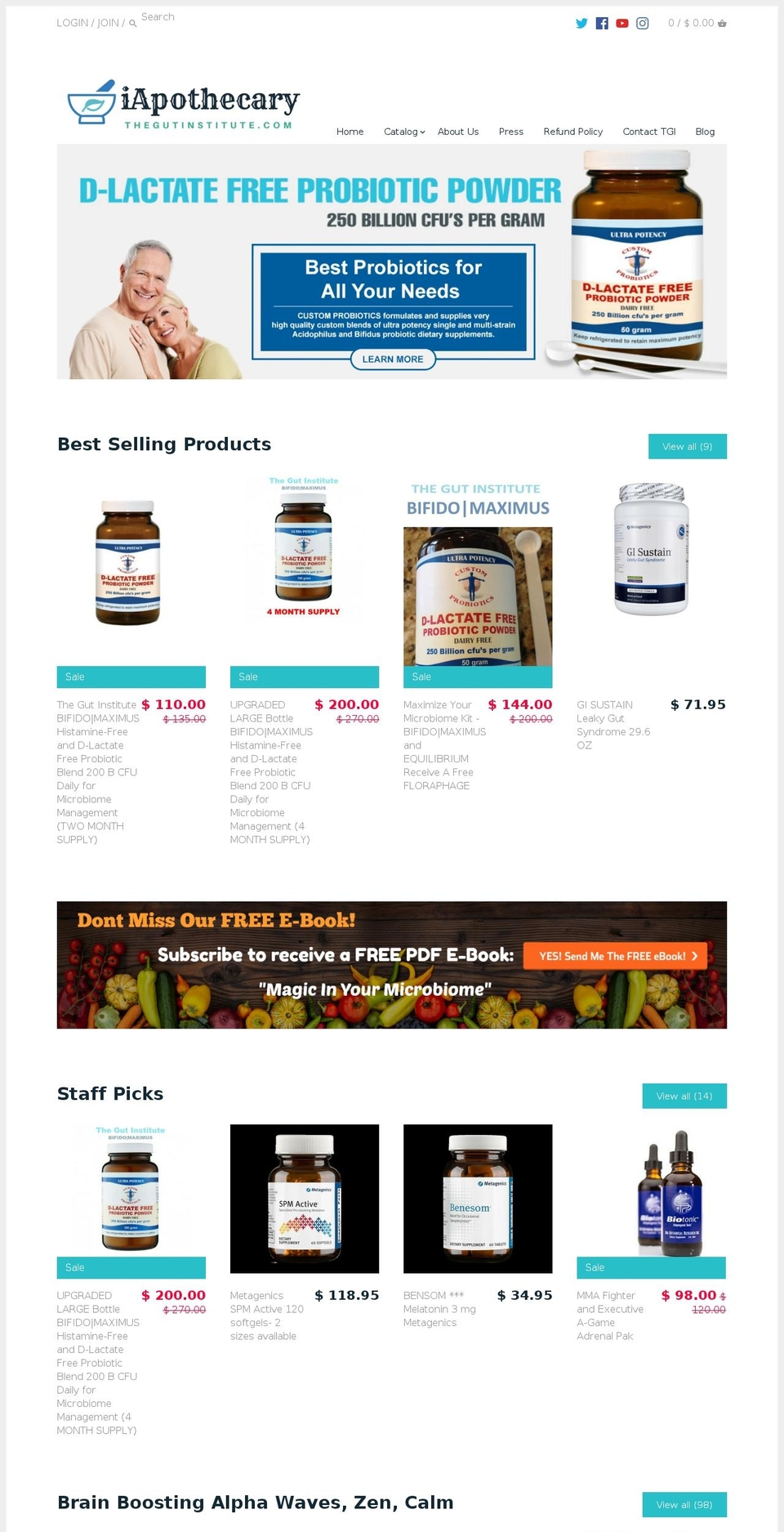 thegutinstitute.myshopify.com shopify website screenshot