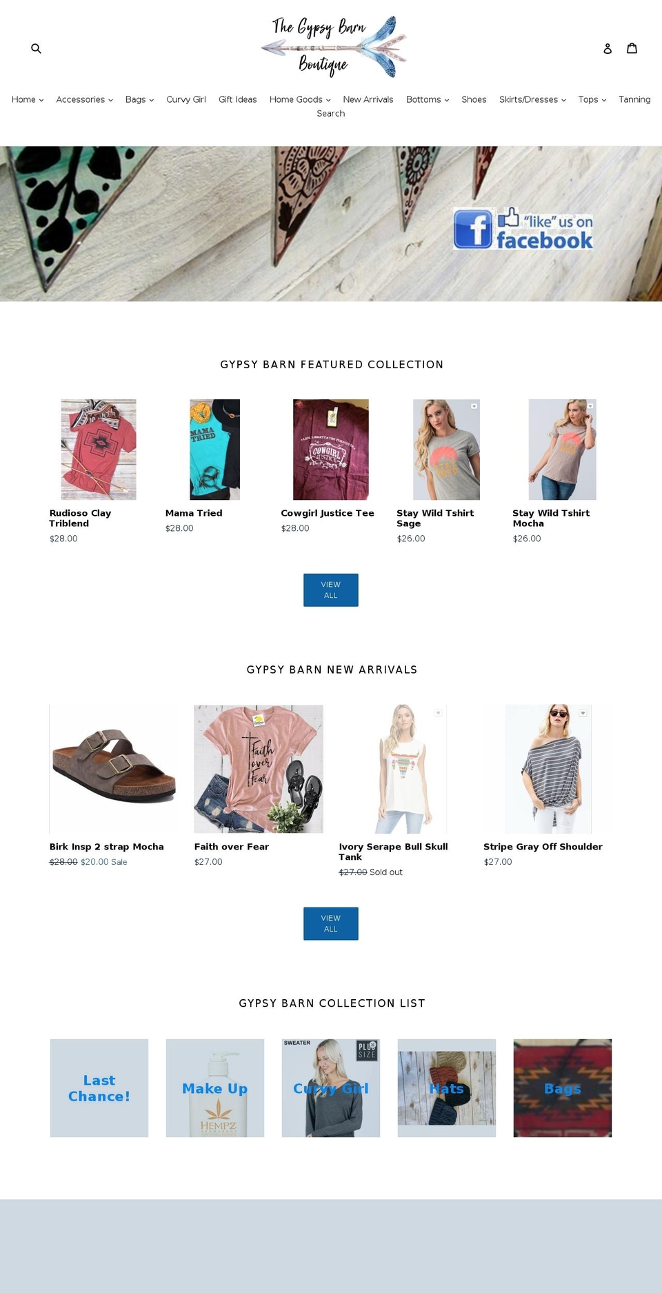 thegypsybarnboutique.com — Shopify storefront screenshot