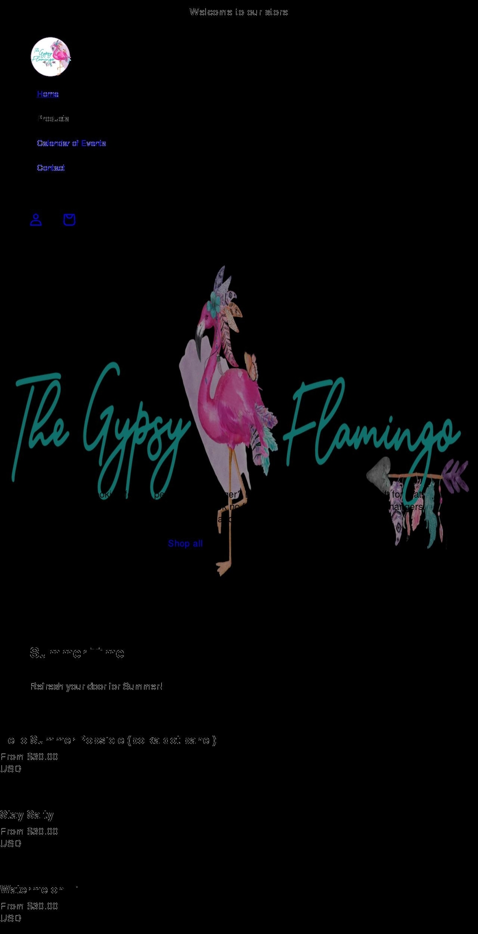 thegypsyflamingo.com shopify website screenshot