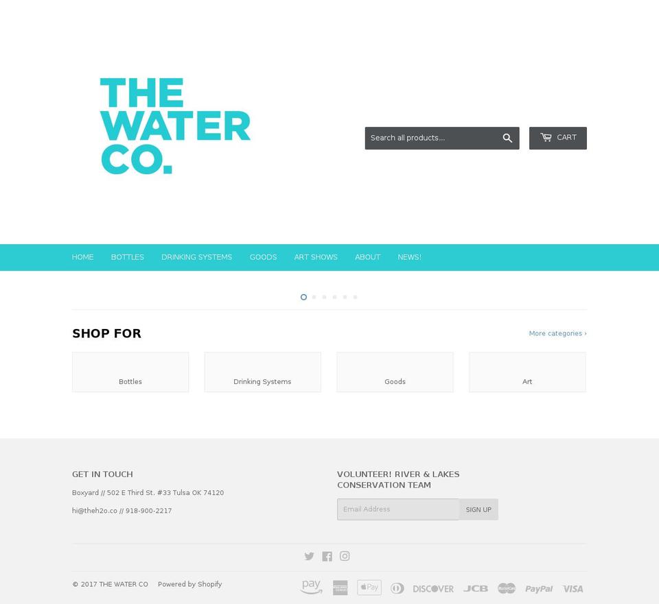 theh2o.co shopify website screenshot