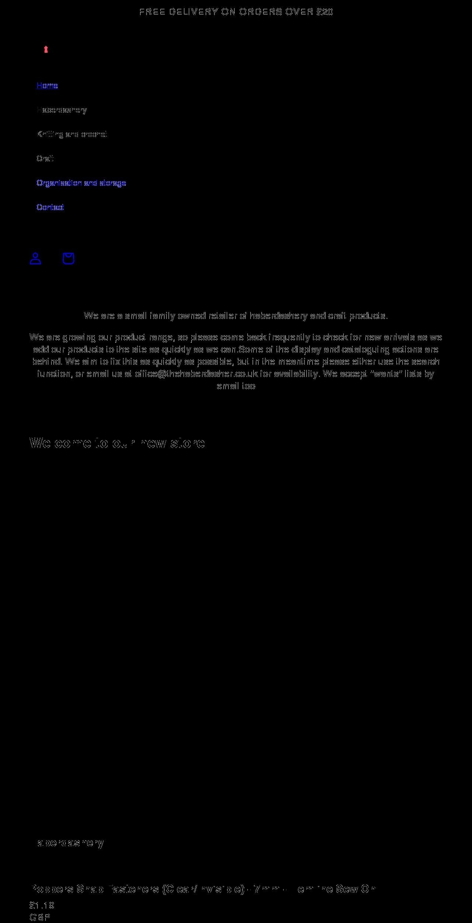 thehaberdasher.co.uk shopify website screenshot