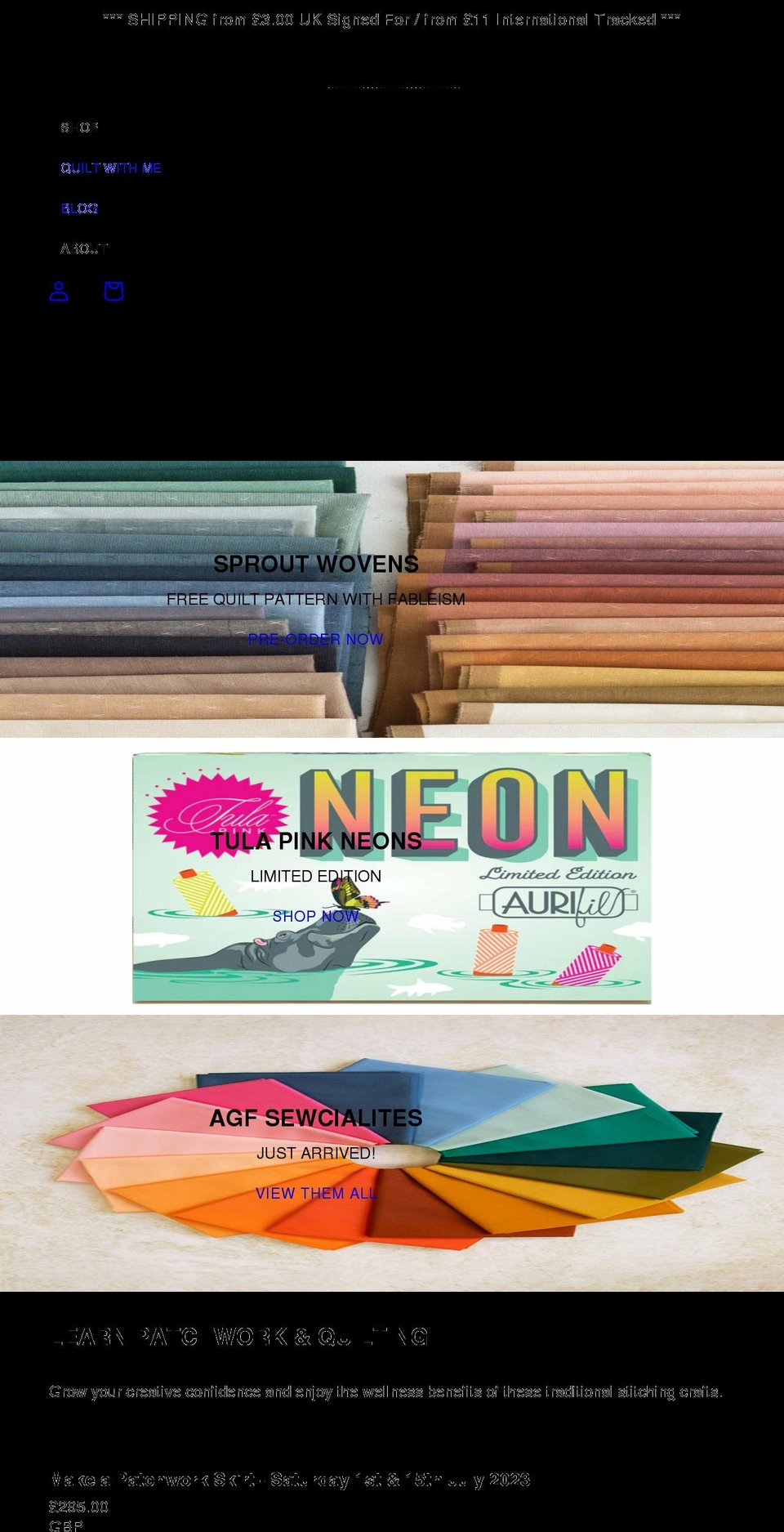 thehackneyquilter.co.uk shopify website screenshot