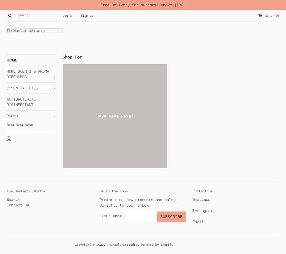 thehaelarixstudio.com shopify website screenshot