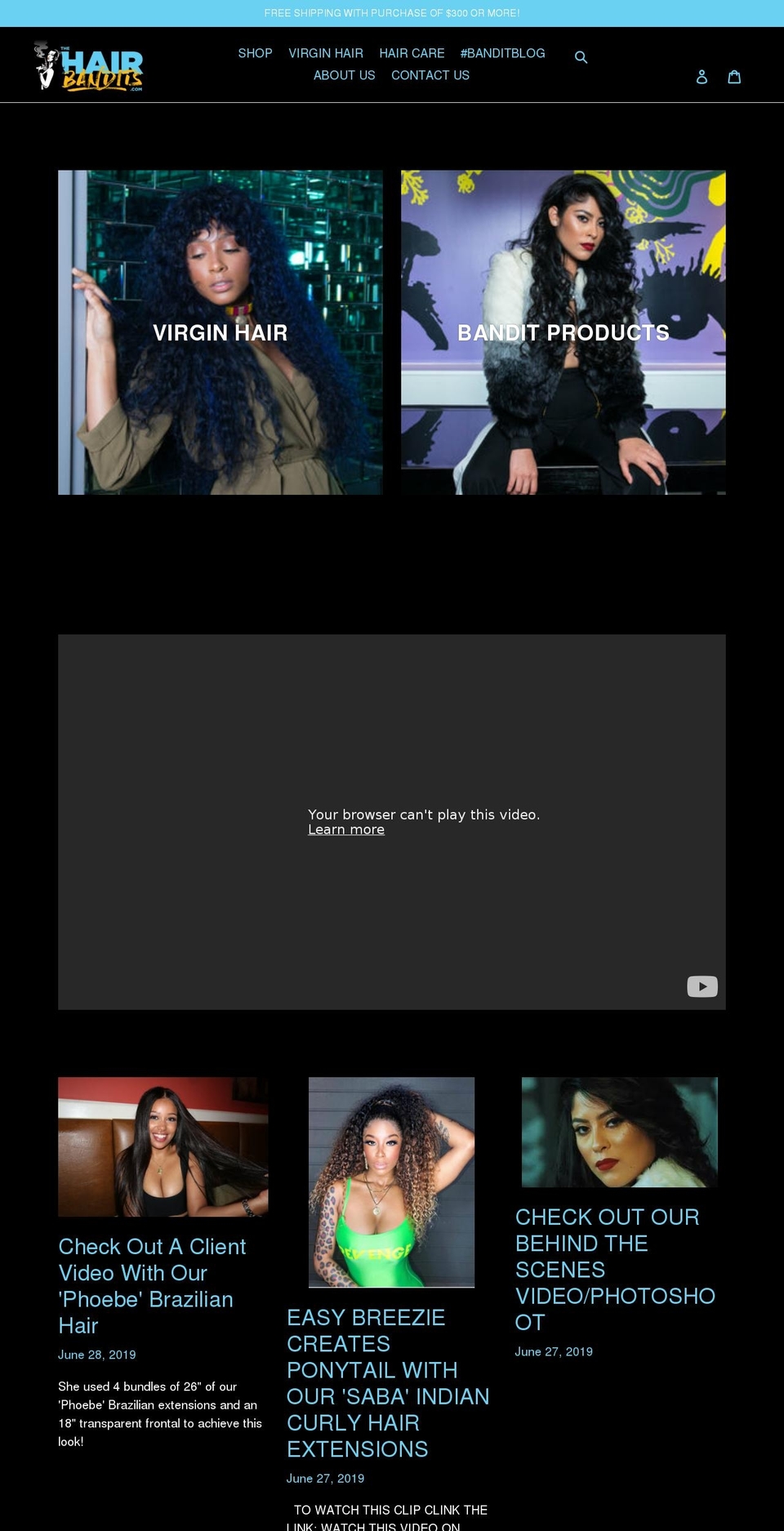 thehairbandits.com shopify website screenshot