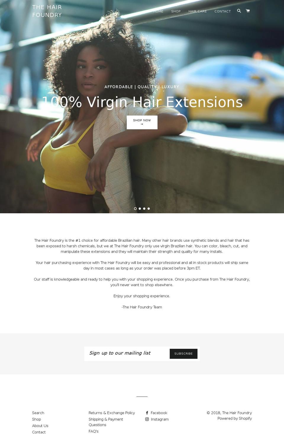 thehairfoundry.com — Shopify storefront screenshot