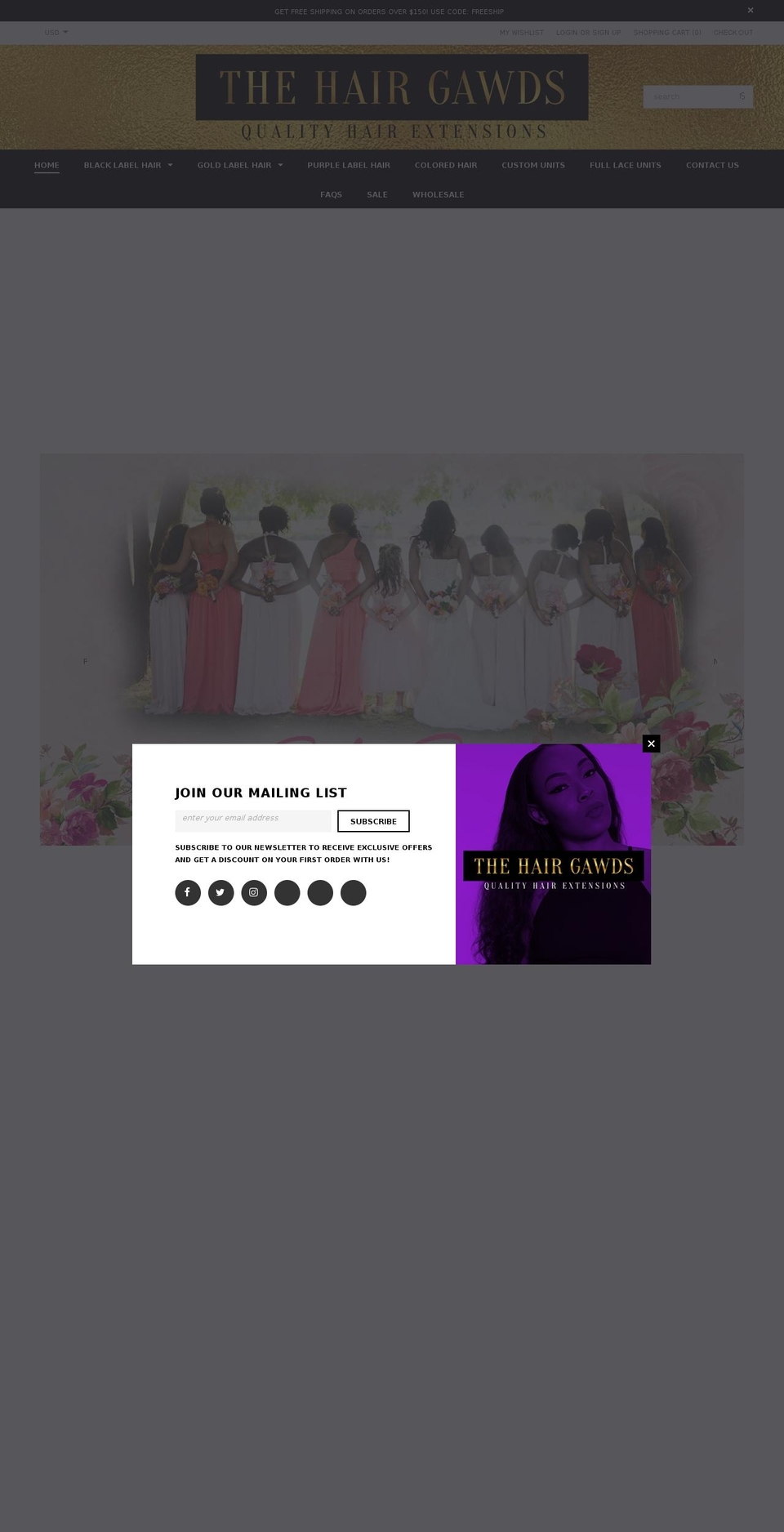 The Hair Gawds - BlackGold Shopify theme site example thehairgawdess.com