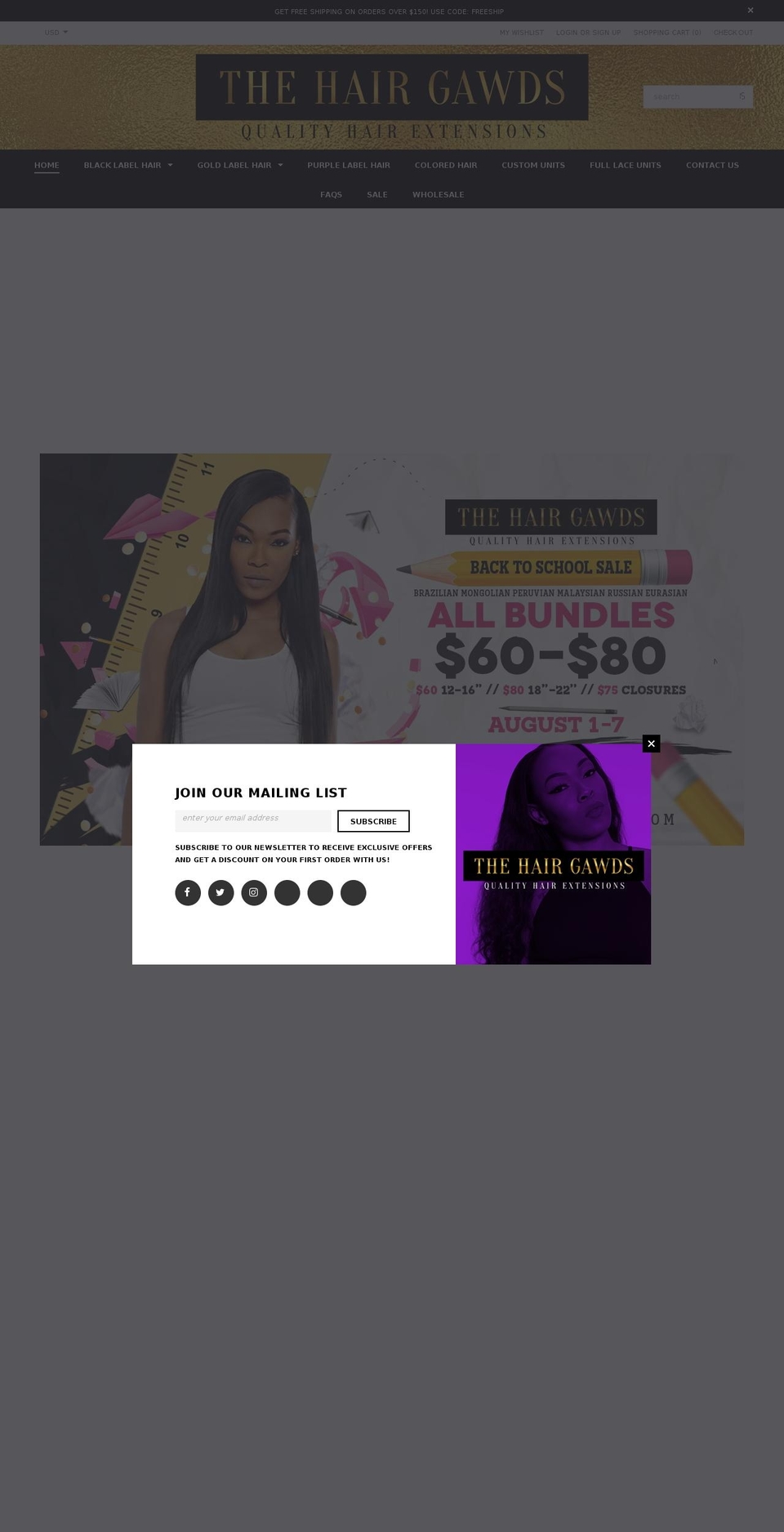 The Hair Gawds - BlackGold Shopify theme site example thehairgawdz.com