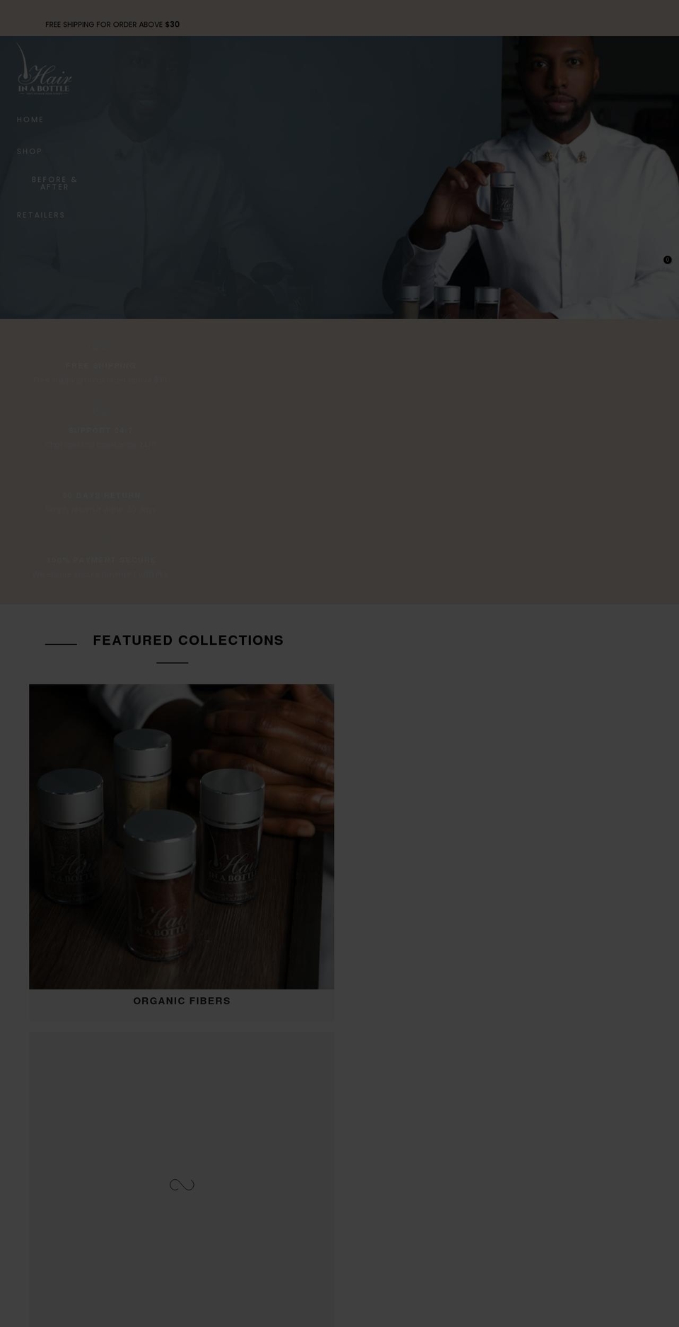 thehairinabottle.com shopify website screenshot