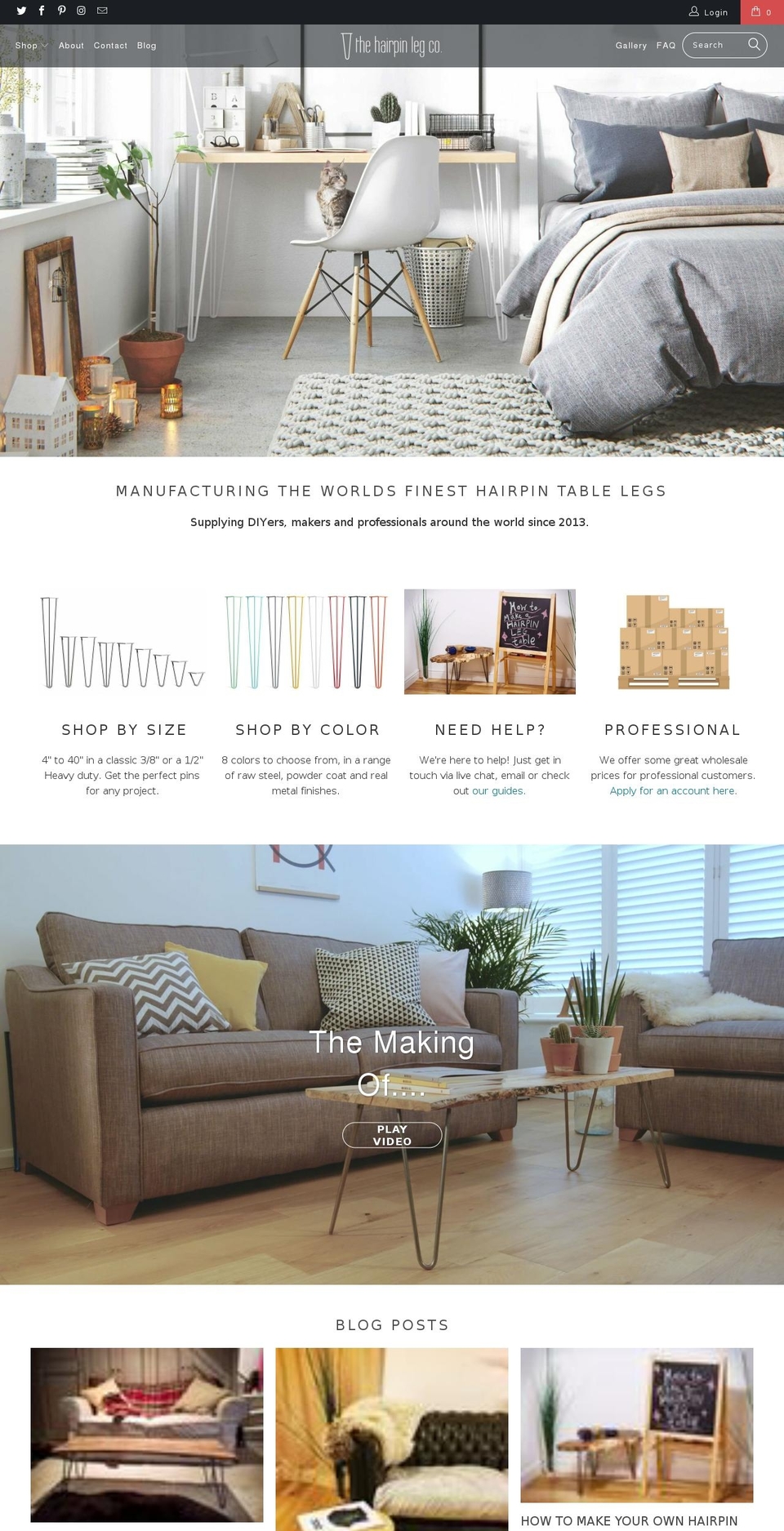 thehairpinlegcompany.com shopify website screenshot