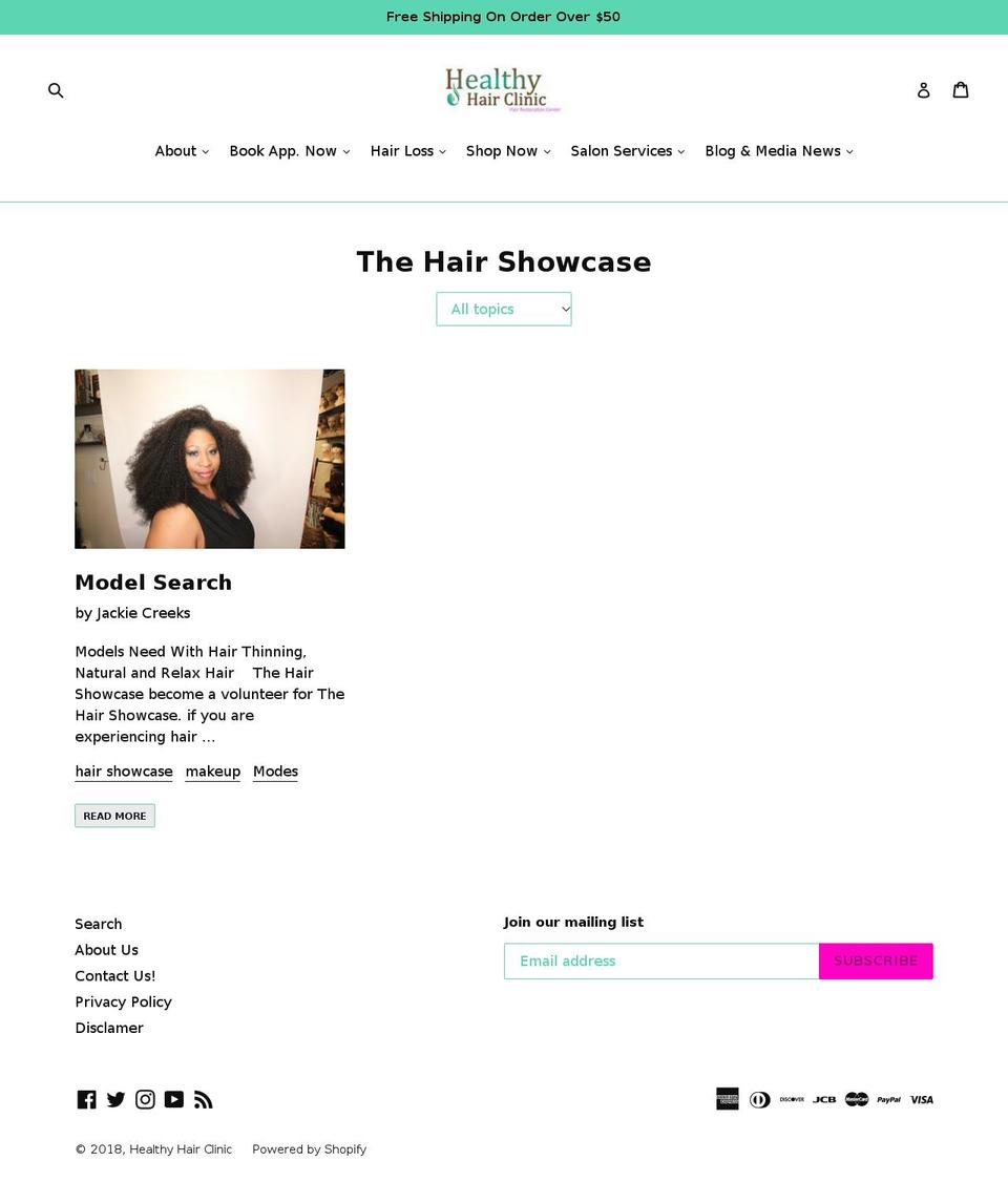thehairshowcase.com — Shopify storefront screenshot