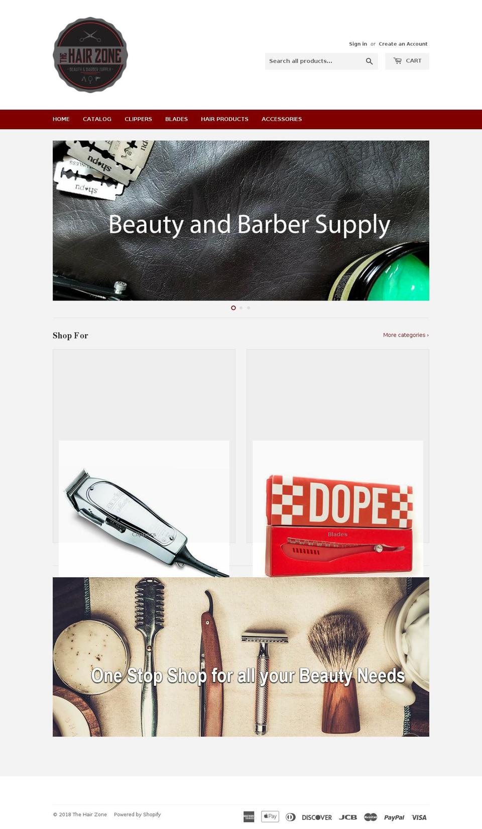 thehairzoneonline.com — Shopify storefront screenshot