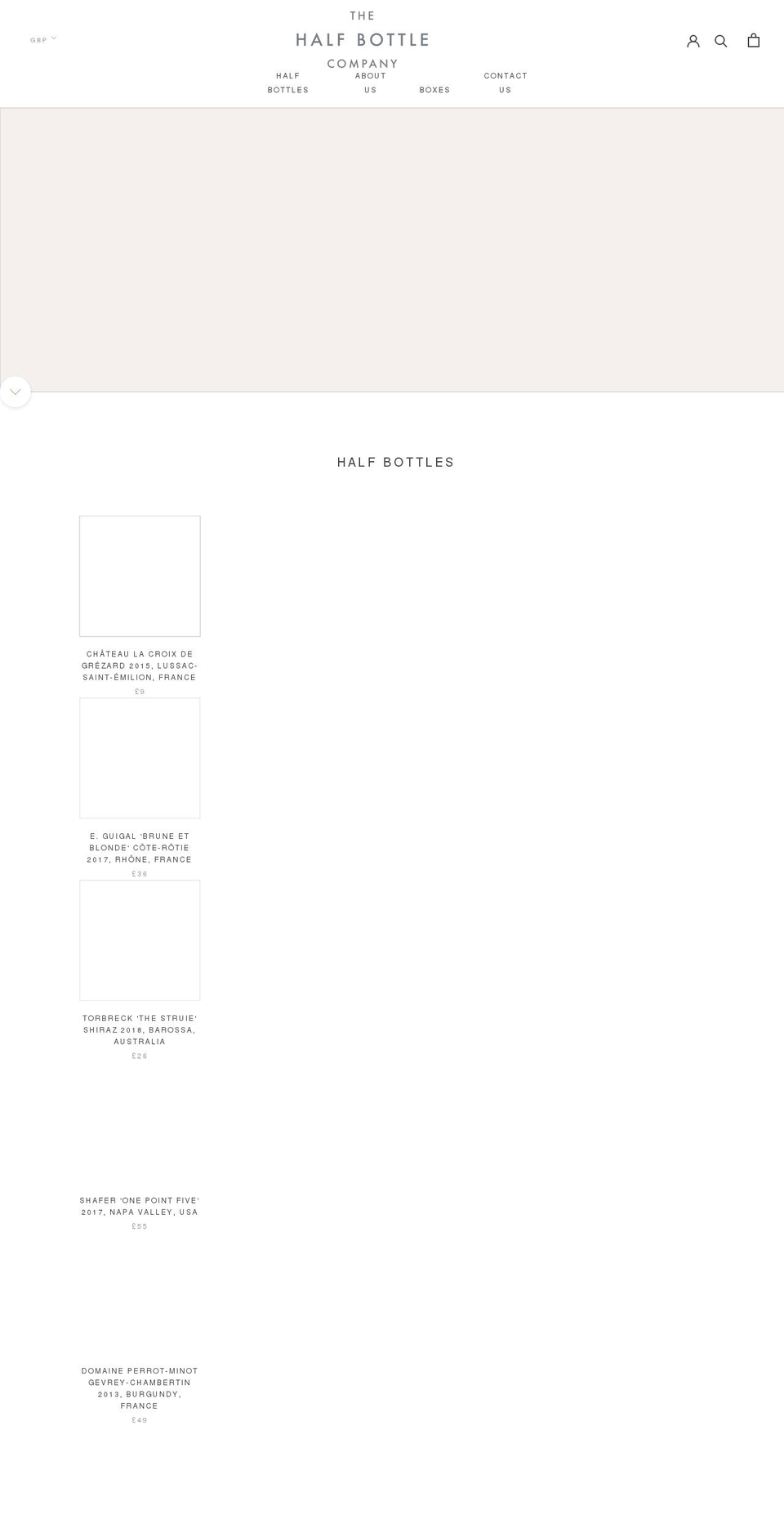 thehalfbottlecompany.com shopify website screenshot