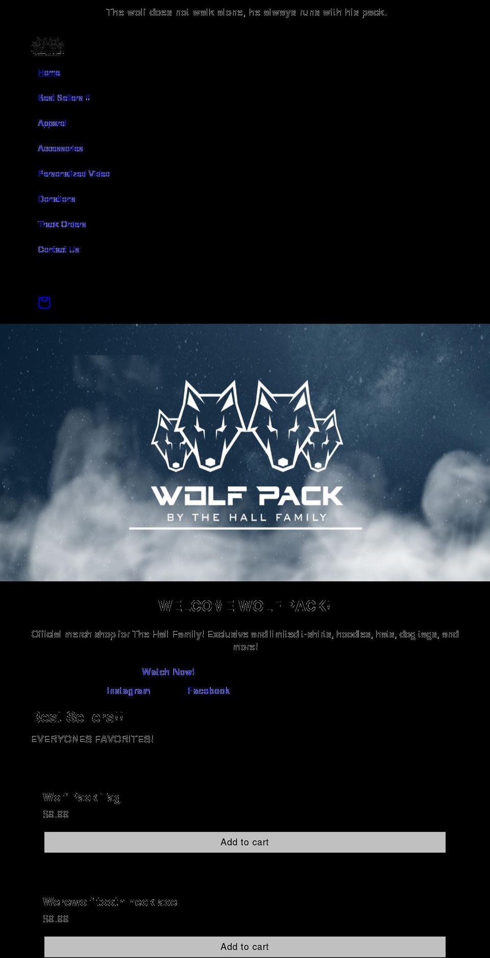 thehallfamilystore.com shopify website screenshot