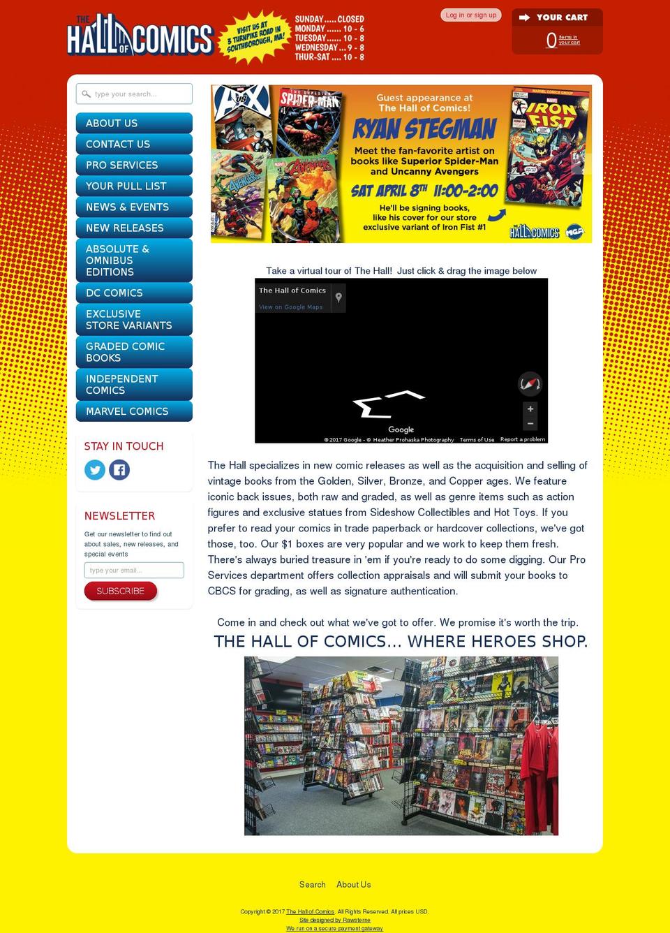 thehallofcomics.com shopify website screenshot