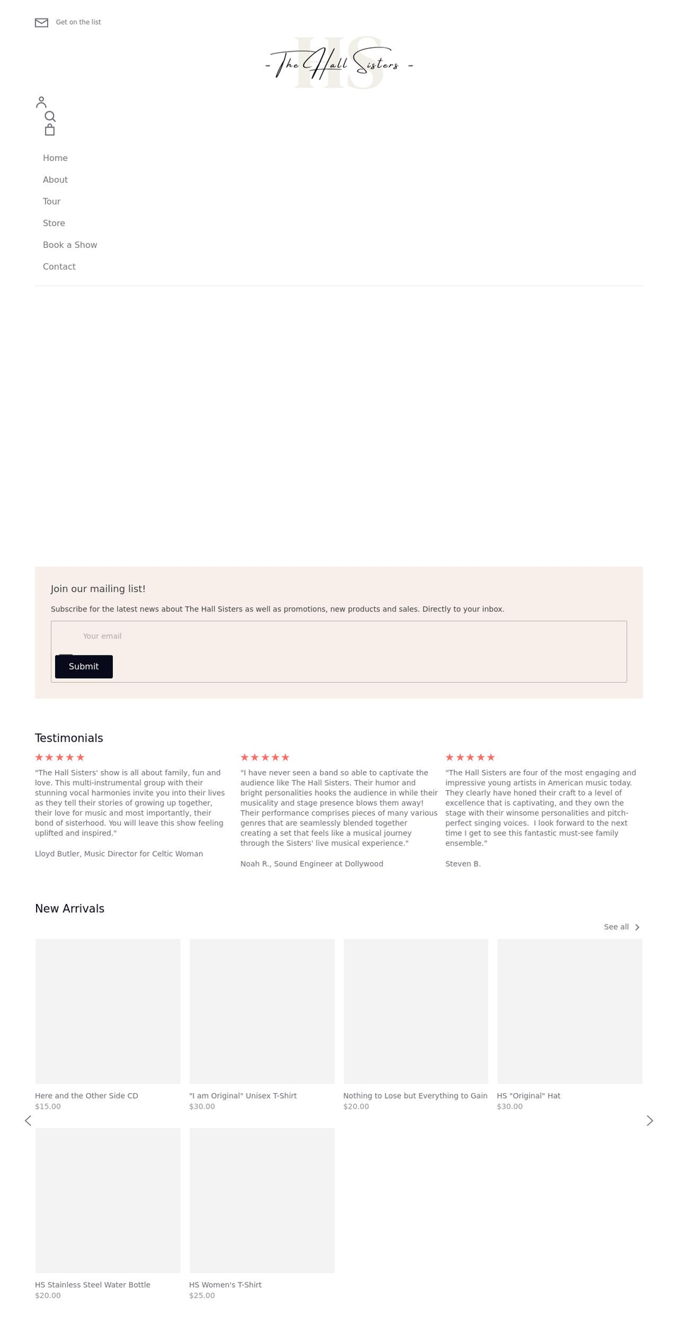 thehallsisters.com shopify website screenshot