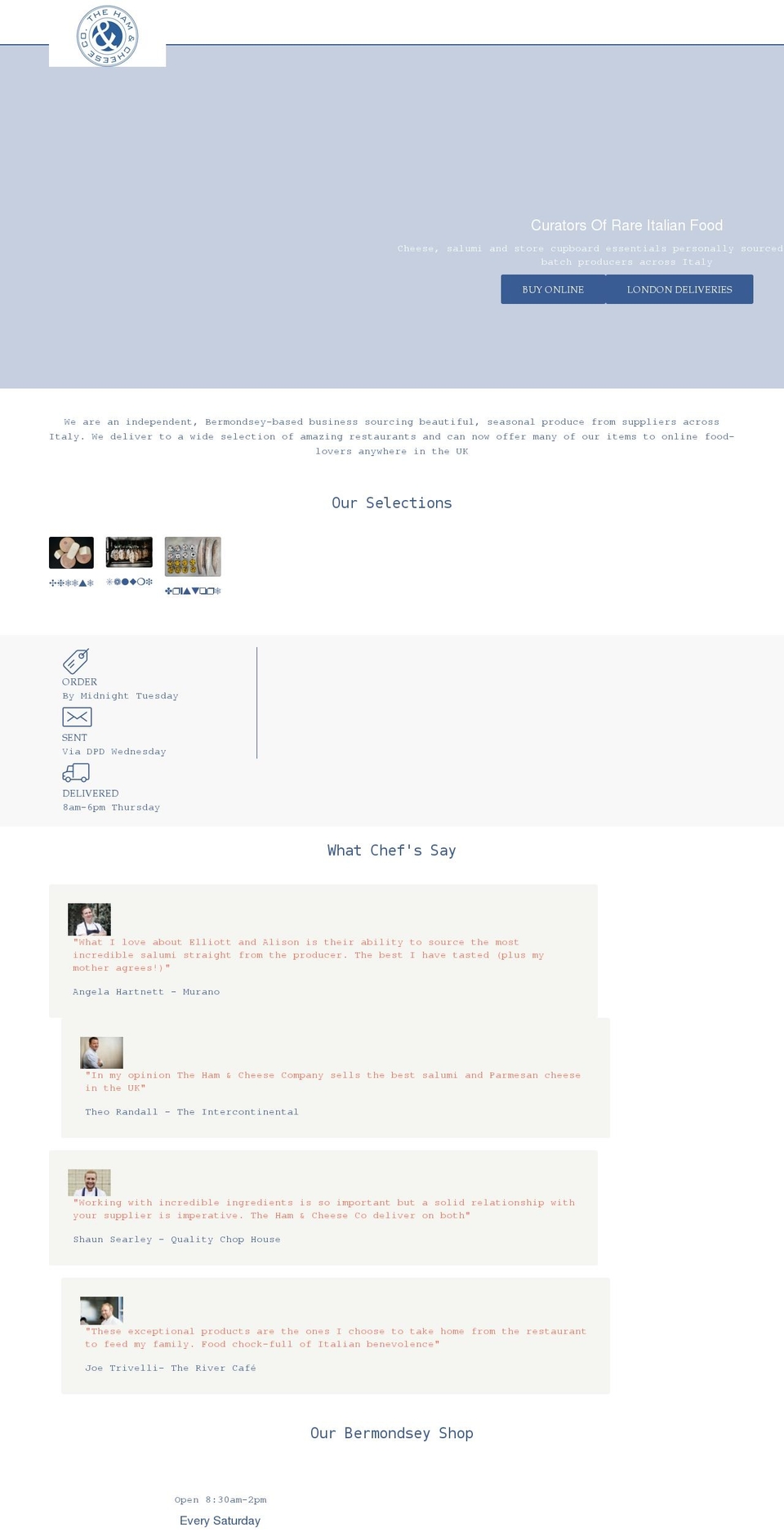 thehamandcheeseco.com shopify website screenshot