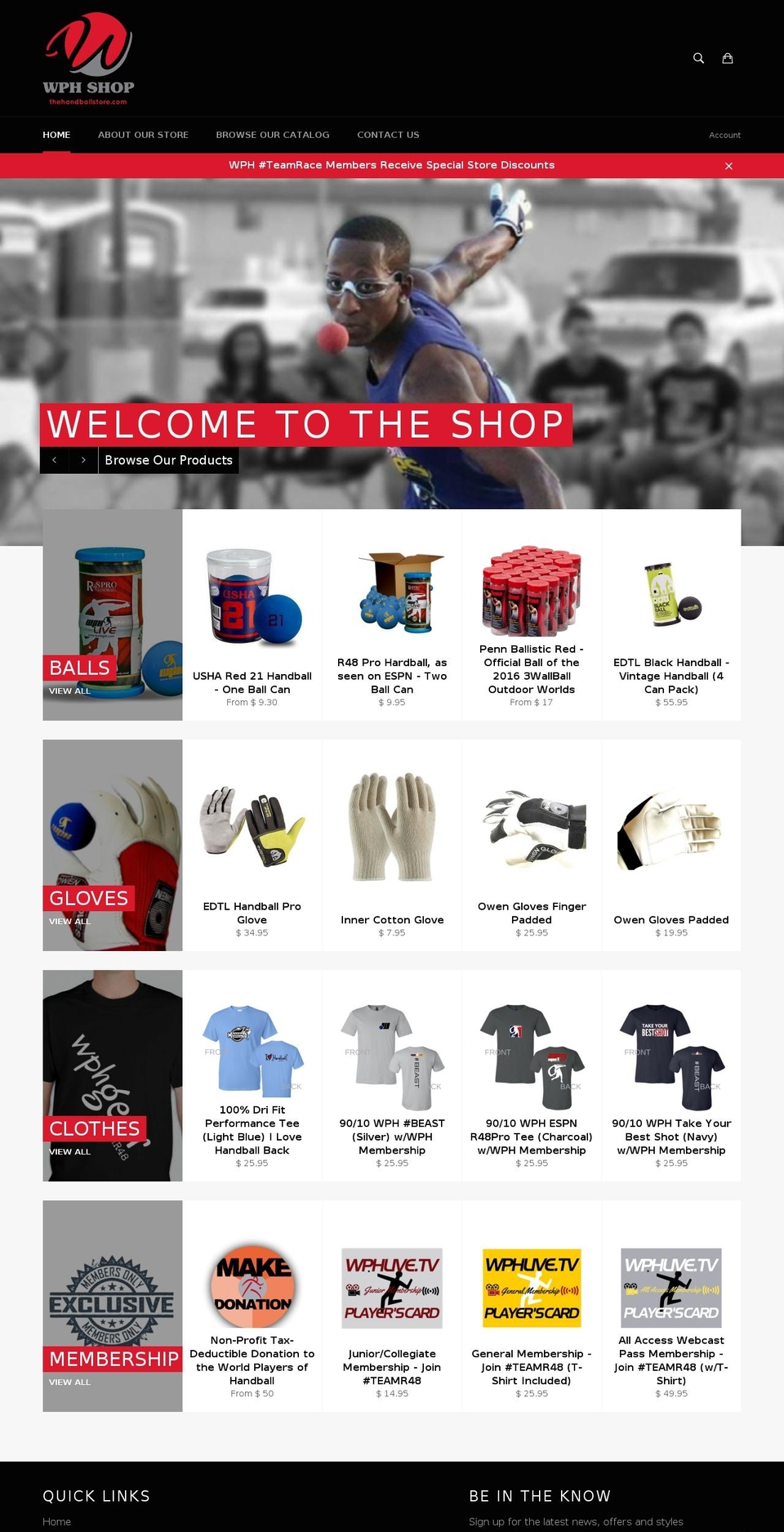 thehandballstore.com shopify website screenshot