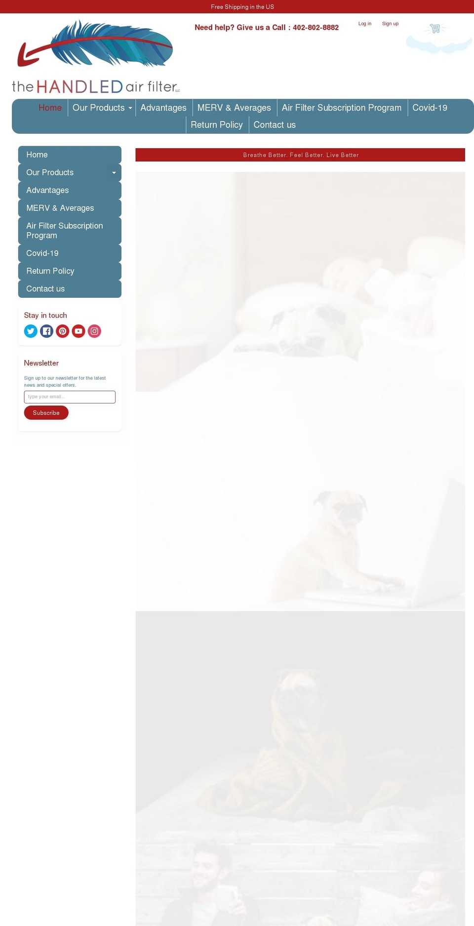thehandledairfilter.com shopify website screenshot
