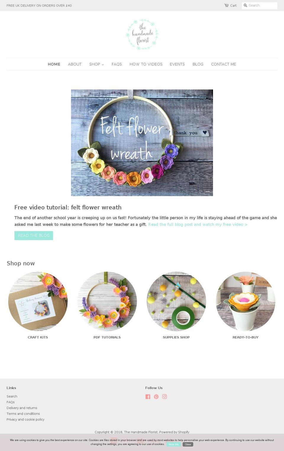 thehandmadeflorist.com — Shopify storefront screenshot