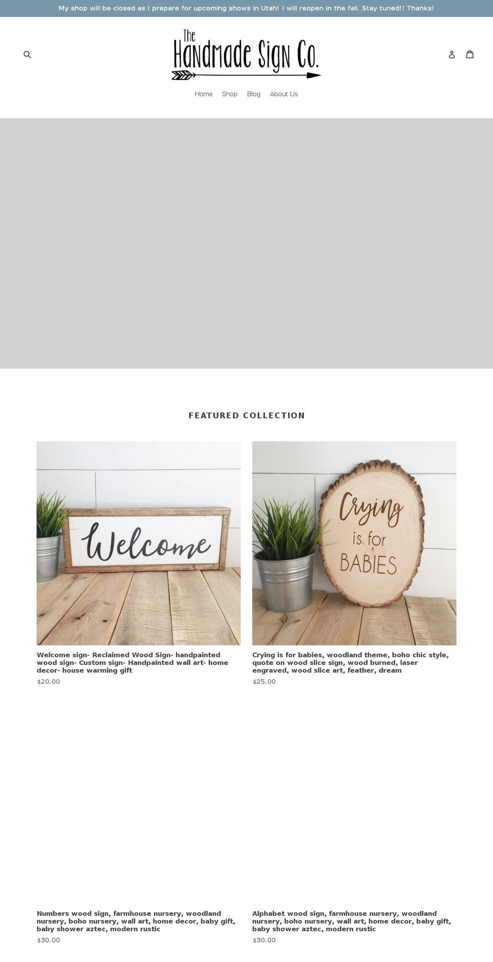 thehandmadesignco.com shopify website screenshot