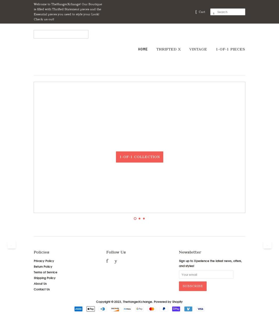 thehangerxchange.com shopify website screenshot