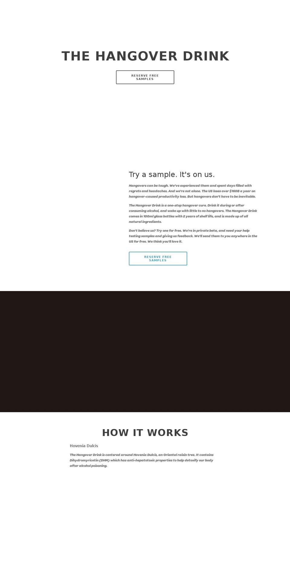 thehangoverdrink.com shopify website screenshot
