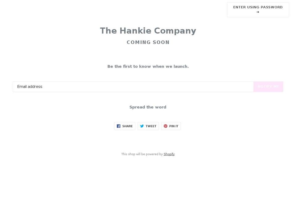 thehankiecompany.com — Shopify storefront screenshot