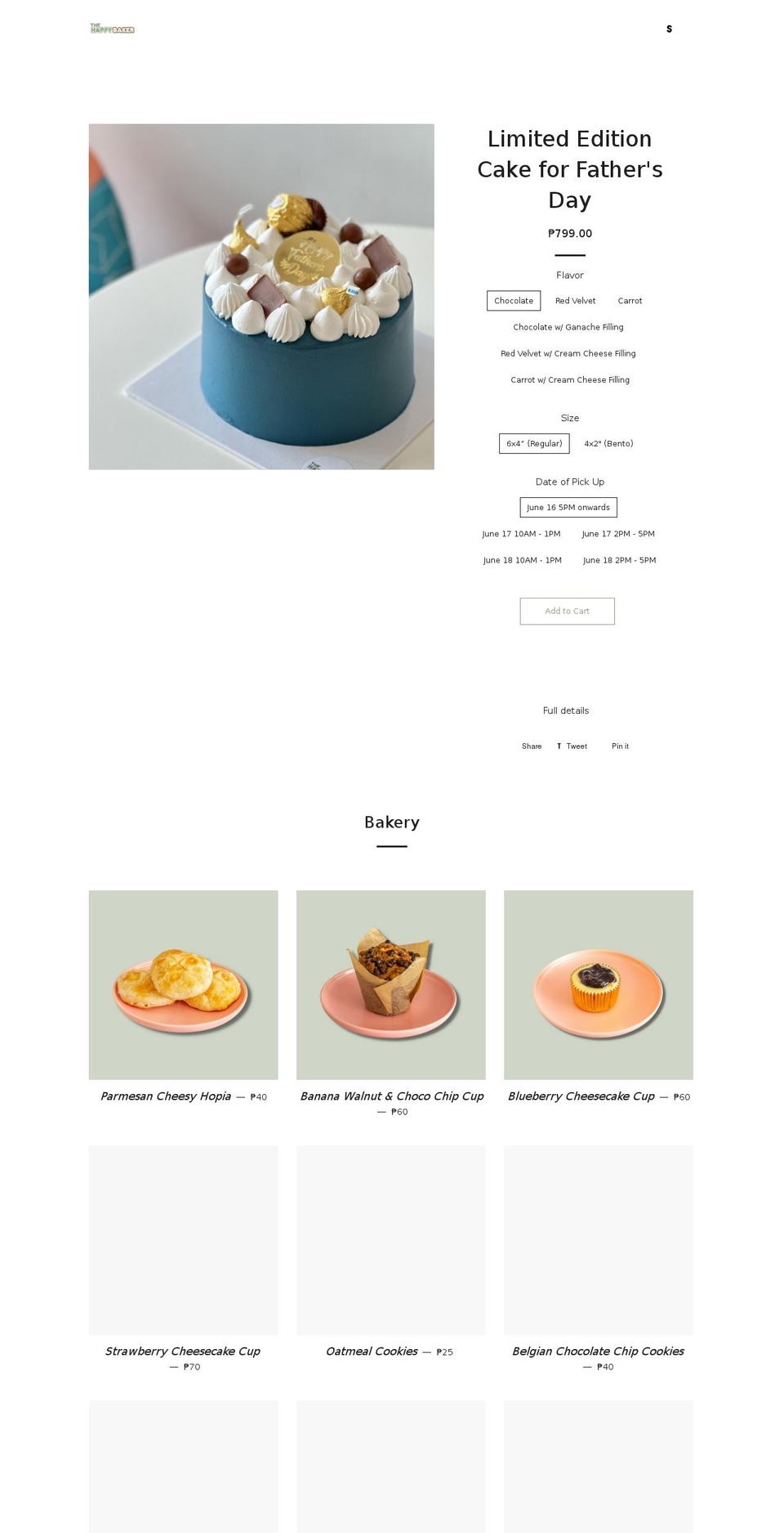 thehappybaker.co shopify website screenshot