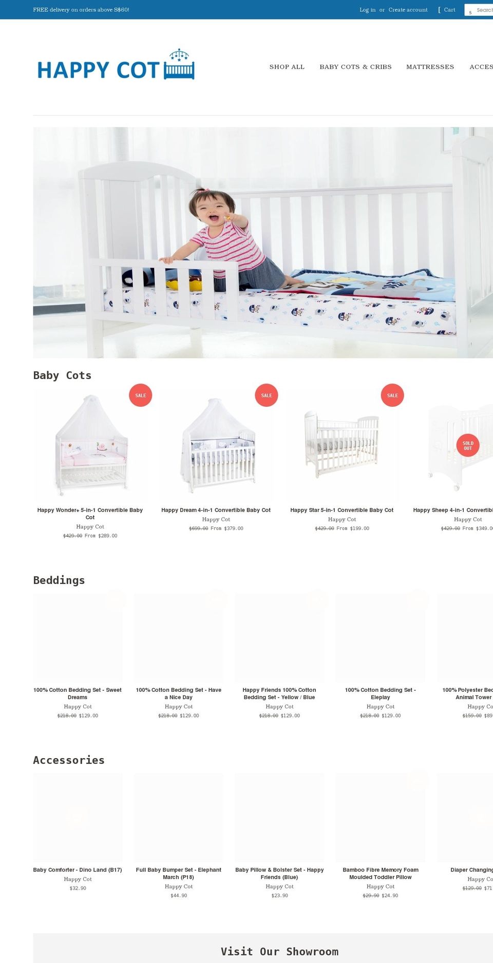 thehappycot.com shopify website screenshot