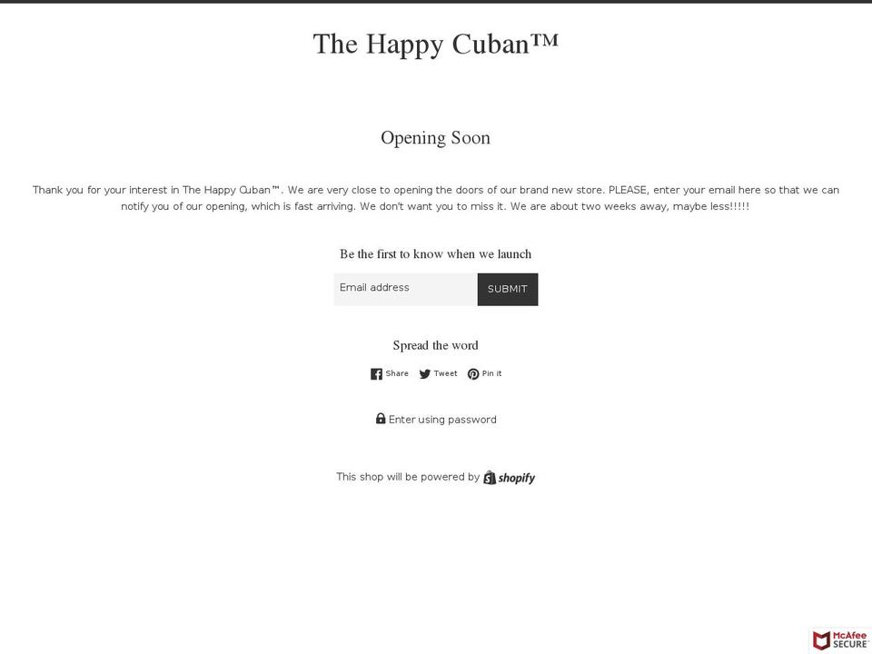 thehappycuban.com — Shopify storefront screenshot