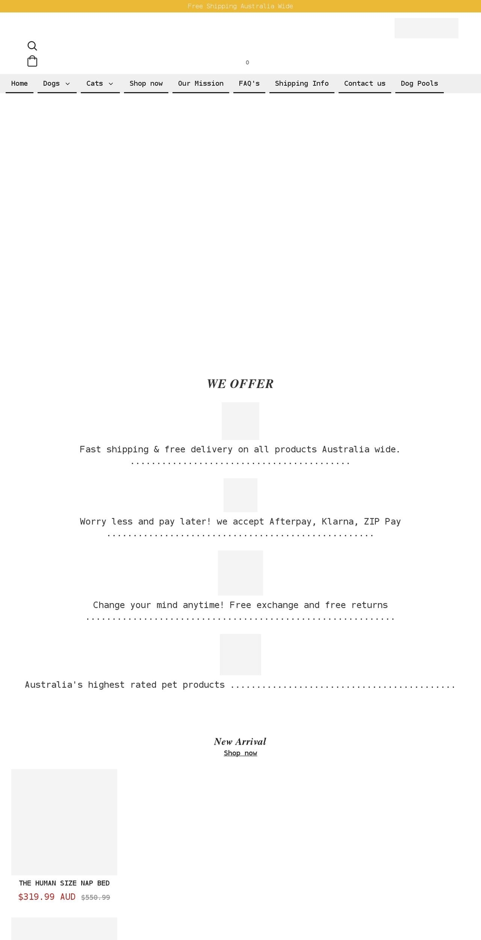 thehappydogshop.com.au shopify website screenshot