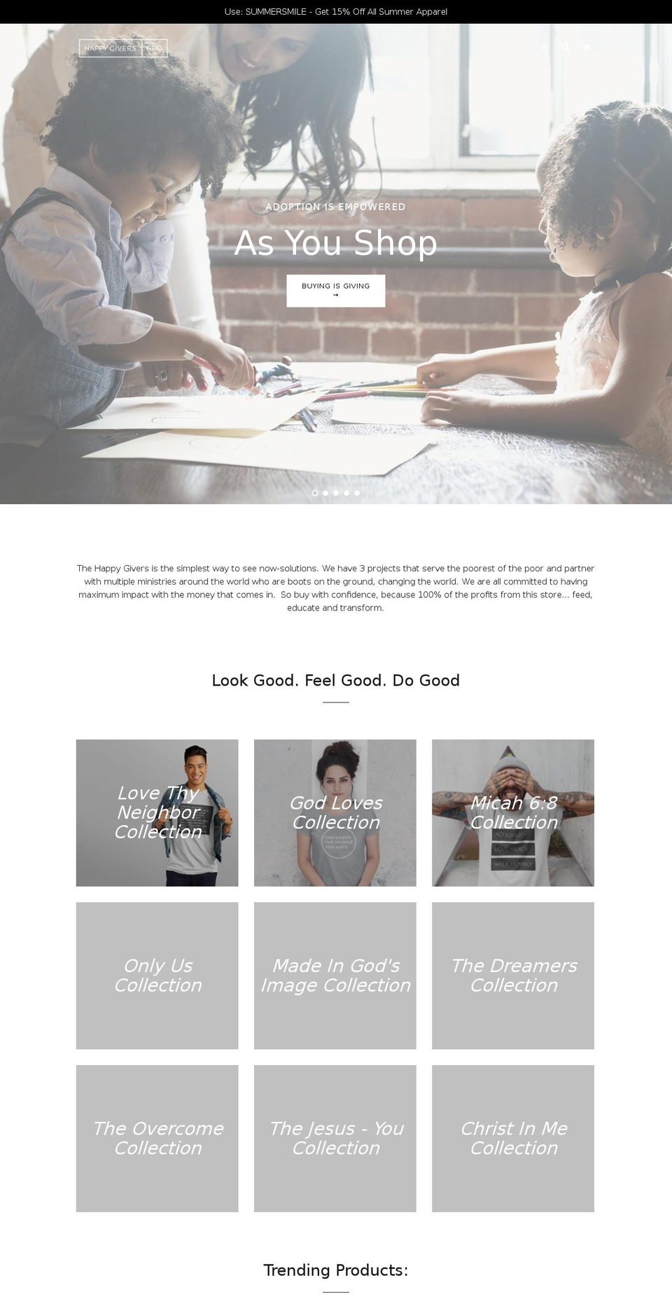 thehappygivers.com shopify website screenshot
