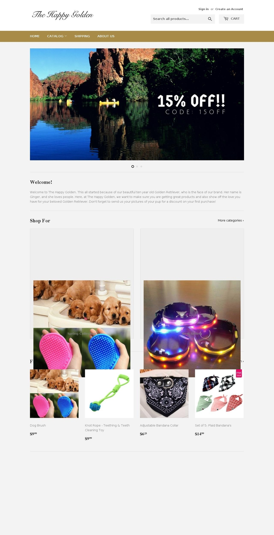 thehappygolden.com — Shopify storefront screenshot