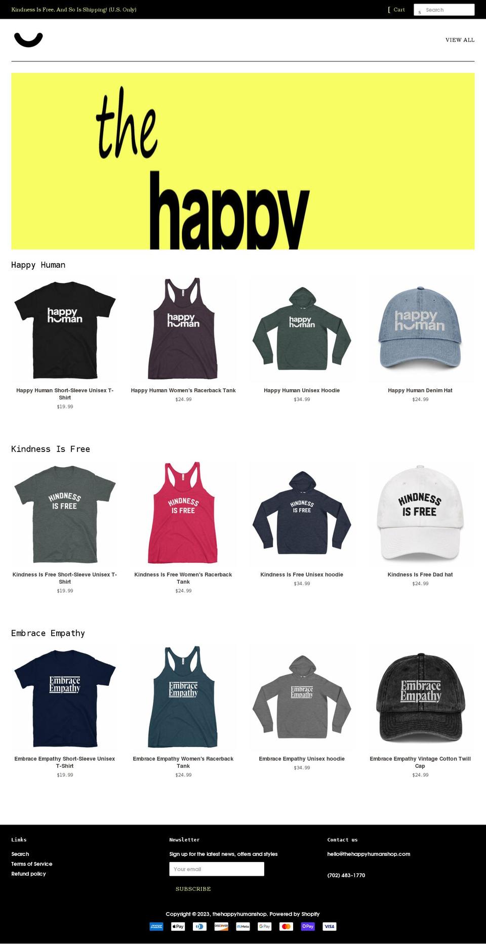 OG Shopify theme site example thehappyhumanshop.com