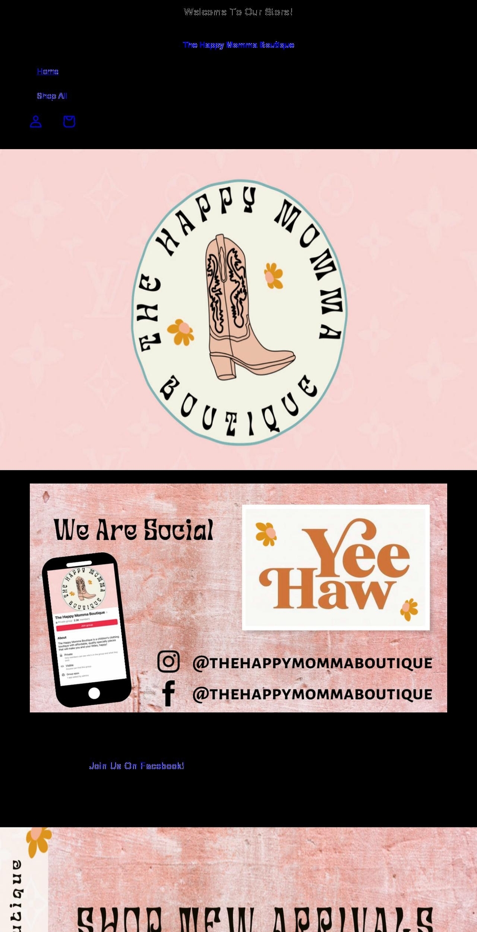 thehappymommaboutique.com shopify website screenshot