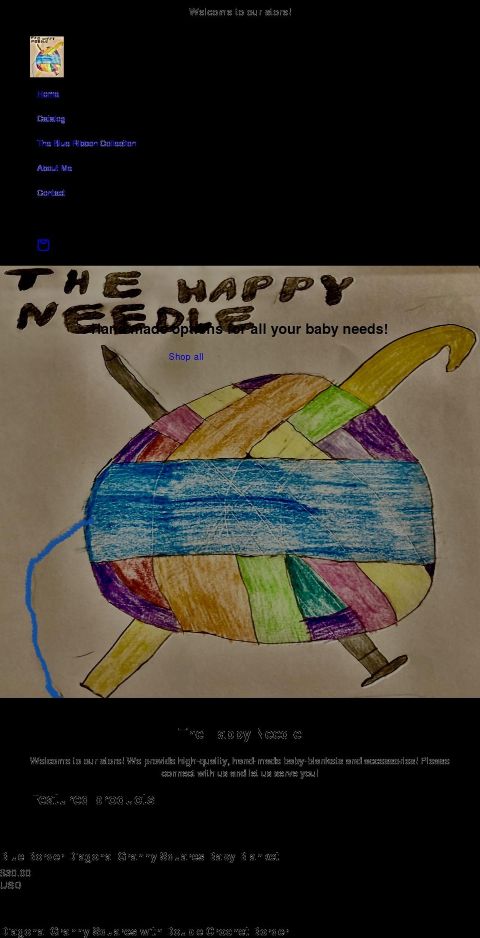thehappyneedle.net shopify website screenshot