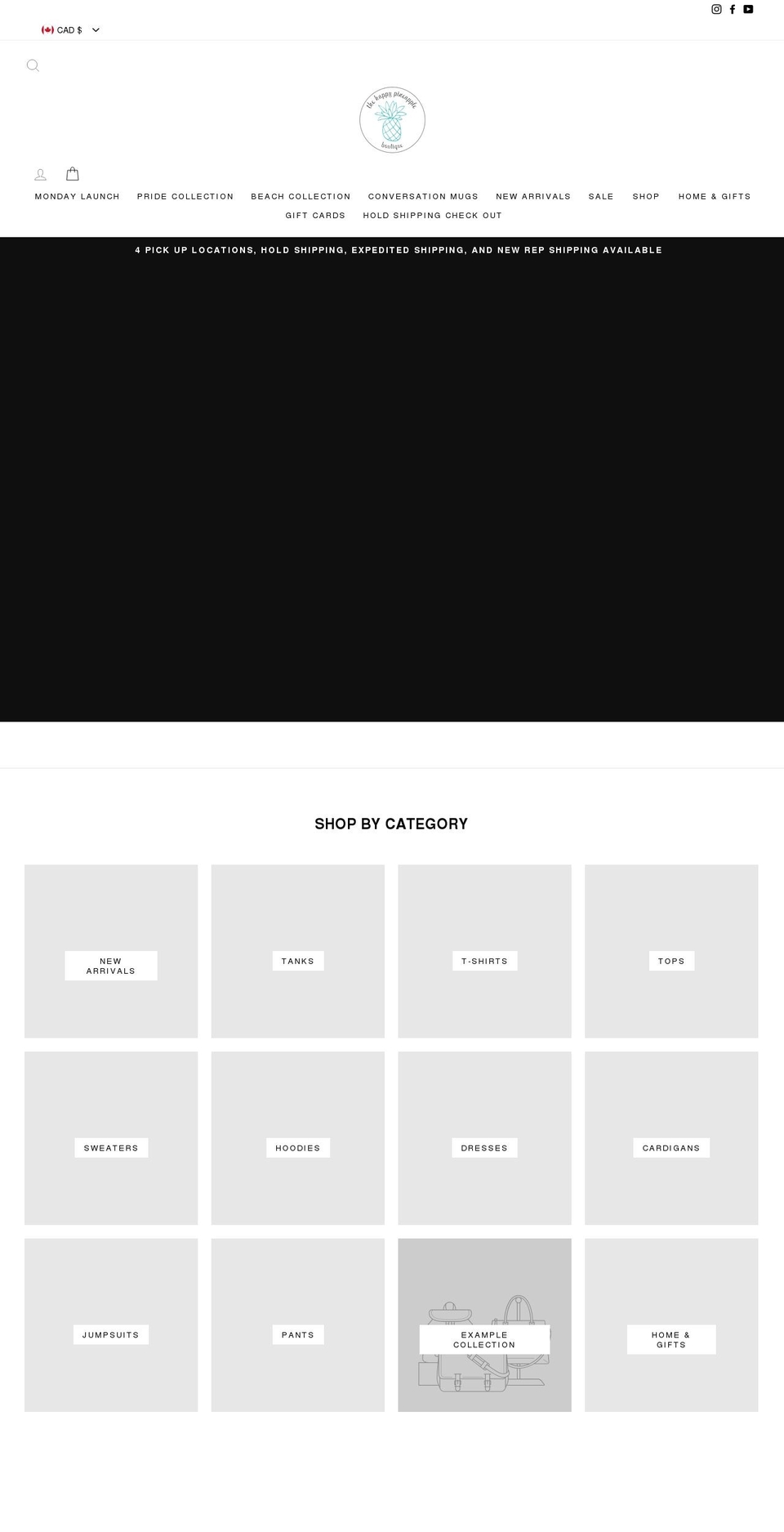 thehappypineappleboutique.com shopify website screenshot