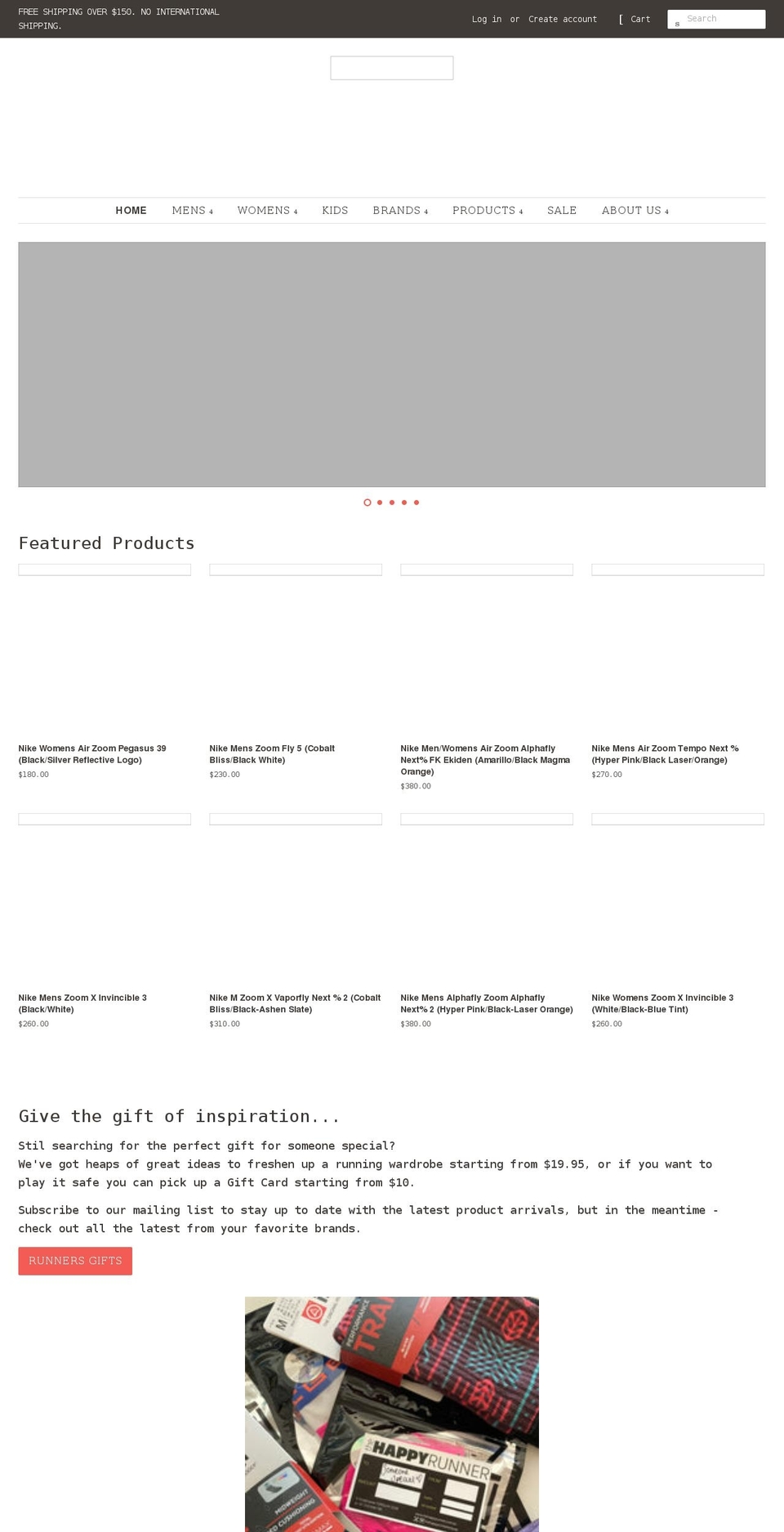 thehappyrunner.com.au shopify website screenshot
